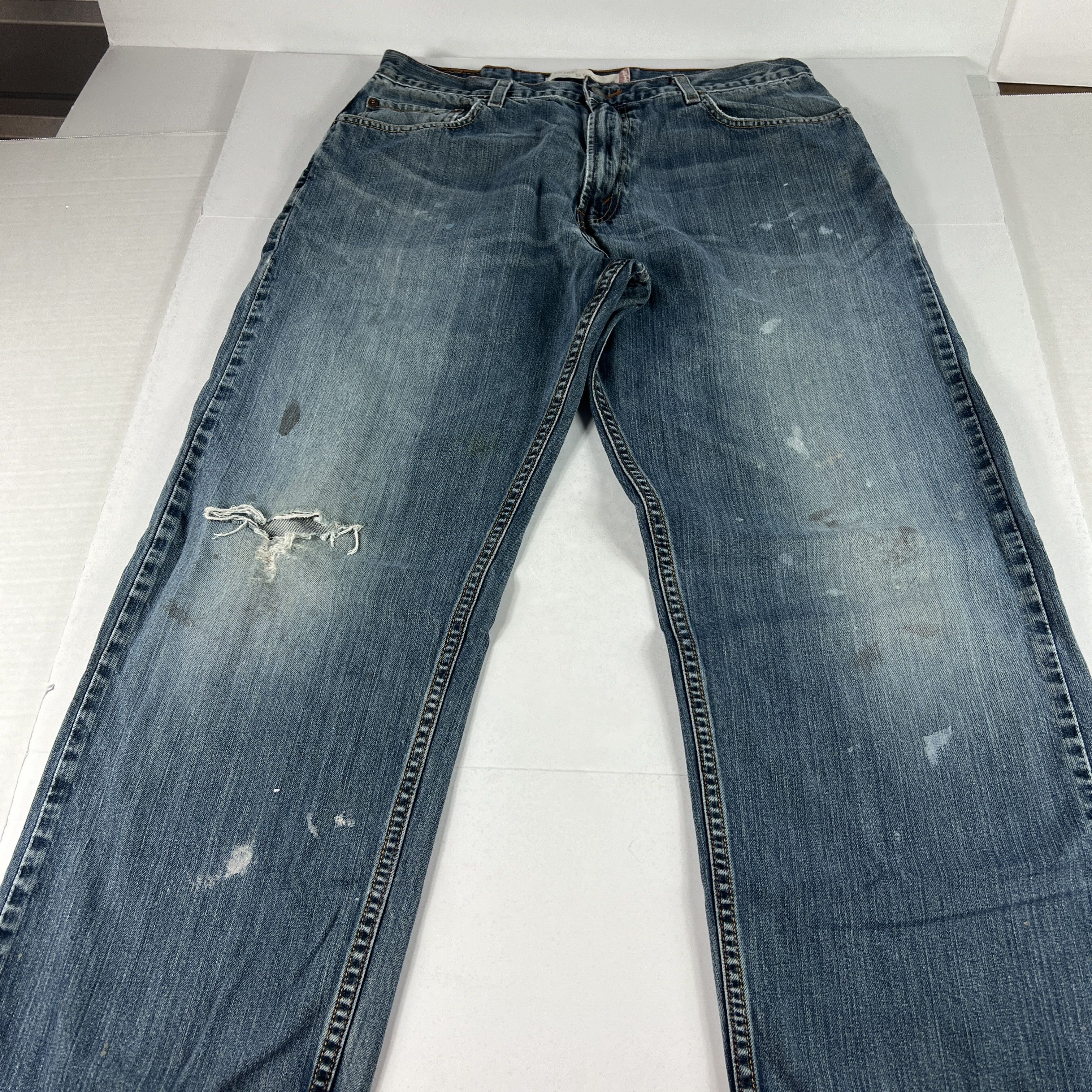 Levi's Y2K Levi's Jean 569 Loose Straight Blue Faded Thrashed Denim Size US 34 / EU 50 - 1 Thumbnail