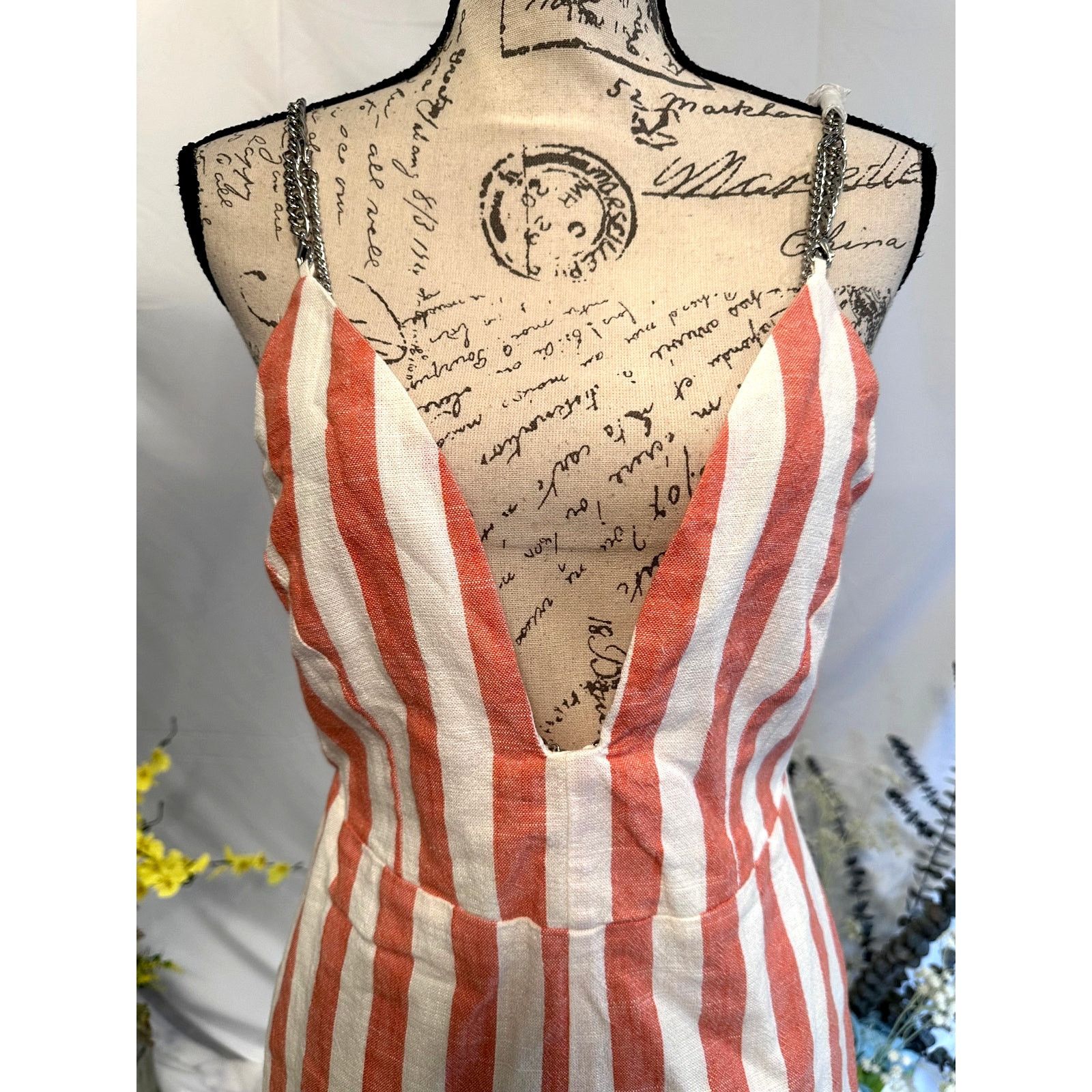 Other Millau Linen Romper Fully Lined Chain Straps Chain Accents S Size 28" / US 6 / IT 42 - 6 Thumbnail