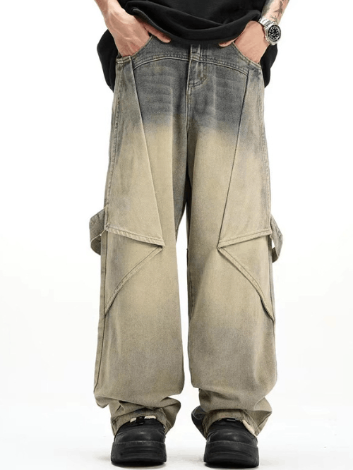 Japanese Brand × Jean Distressed washed men's loose straight cargo jeans Size US 32 / EU 48 - 3 Thumbnail