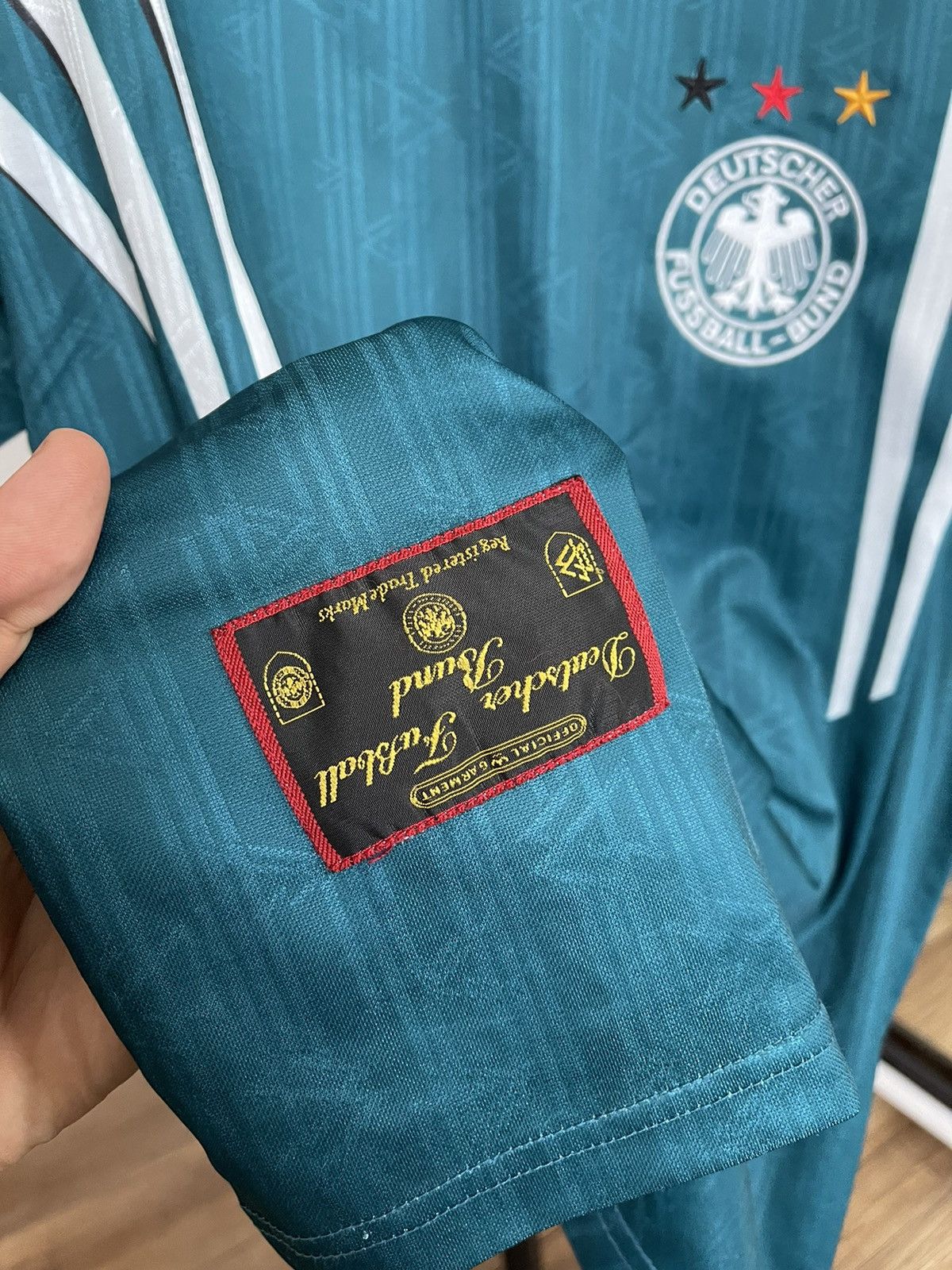 Adidas 1996/1997 Adidas Germany Deutschland Vintage Soccer Jersey Size US L / EU 52-54 / 3 - 10 Thumbnail