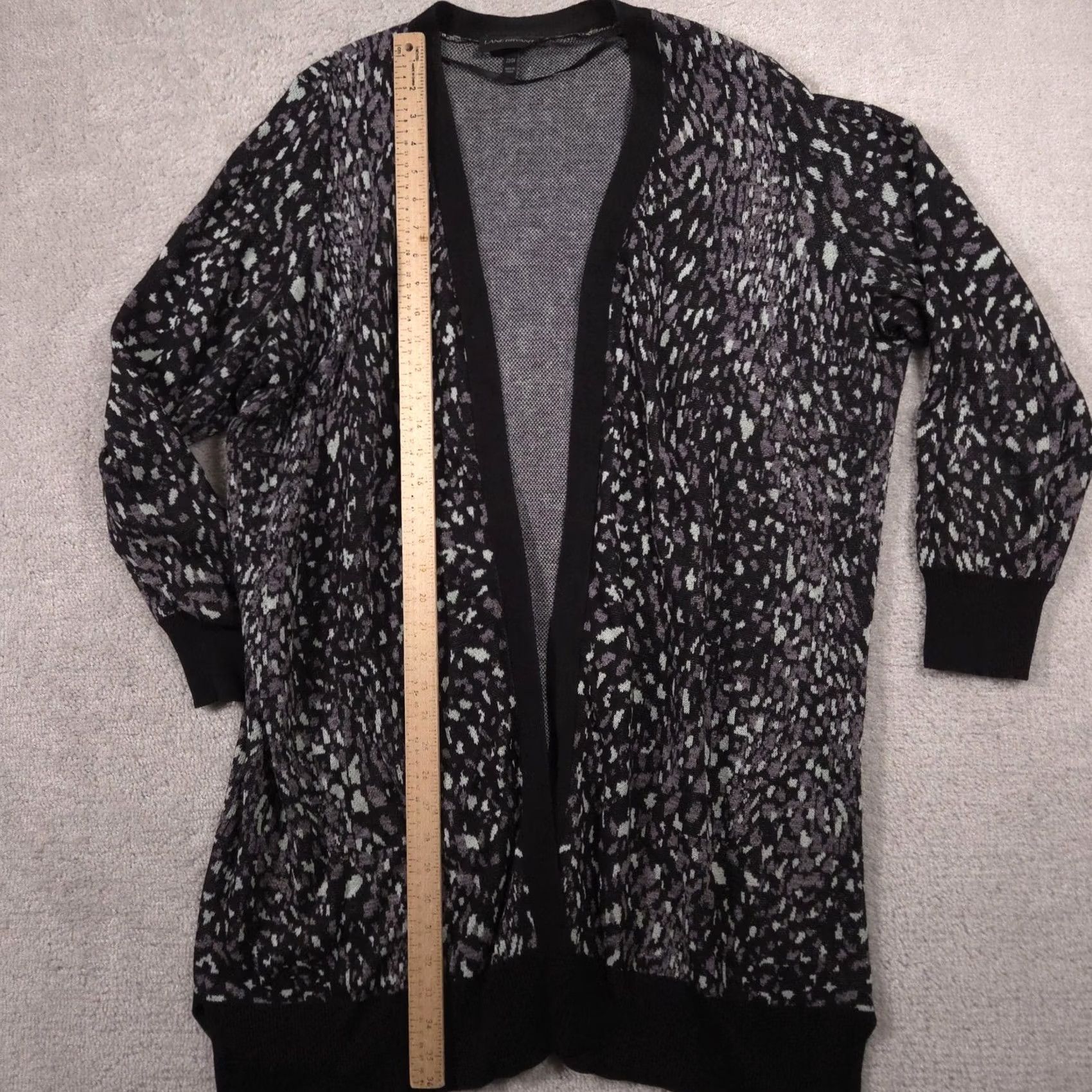 Vintage Lane Bryant Sweater Cardigan Womens 22/24 Black Animal Print Open Front Knit Size 3XL / US 20-22 - 6 Thumbnail