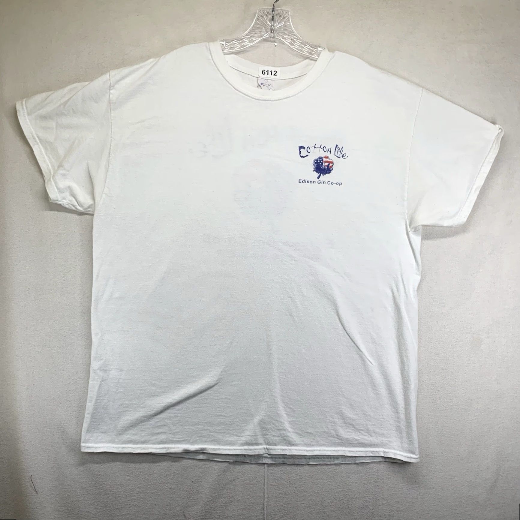 Gildan VINTAGE Gildan Cotton T-Shirt Men XL White 90s Farm Worker Logo Graphic Print Unisex All Seasons Size US XL / EU 56 / 4 - 3 Thumbnail