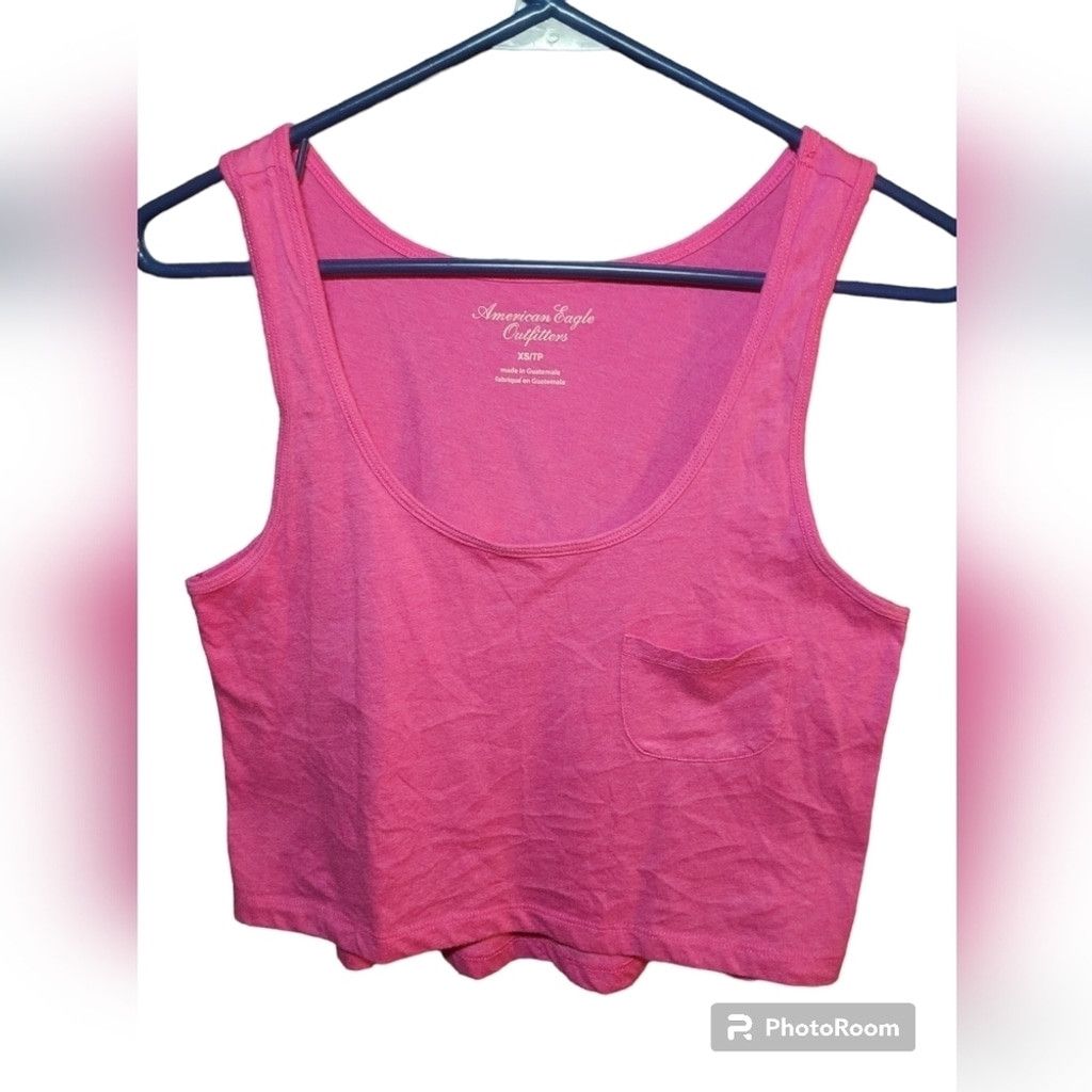 American Eagle Outfitters American Eagle Outfitters, cropped tank top, pink, euc, XS Size XS / US 0-2 / IT 36-38 - 1 Thumbnail