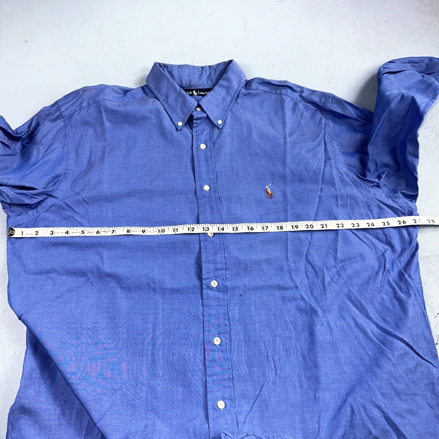 Polo Ralph Lauren Ralph Lauren Shirt Mens 17.5 Long Sleeve Button Up Pony Yarmouth Cotton Blue Knit Check Button-Up Mens Regular Collar Polo Ralph Lauren Size US XXL / EU 58 / 5 - 4 Thumbnail