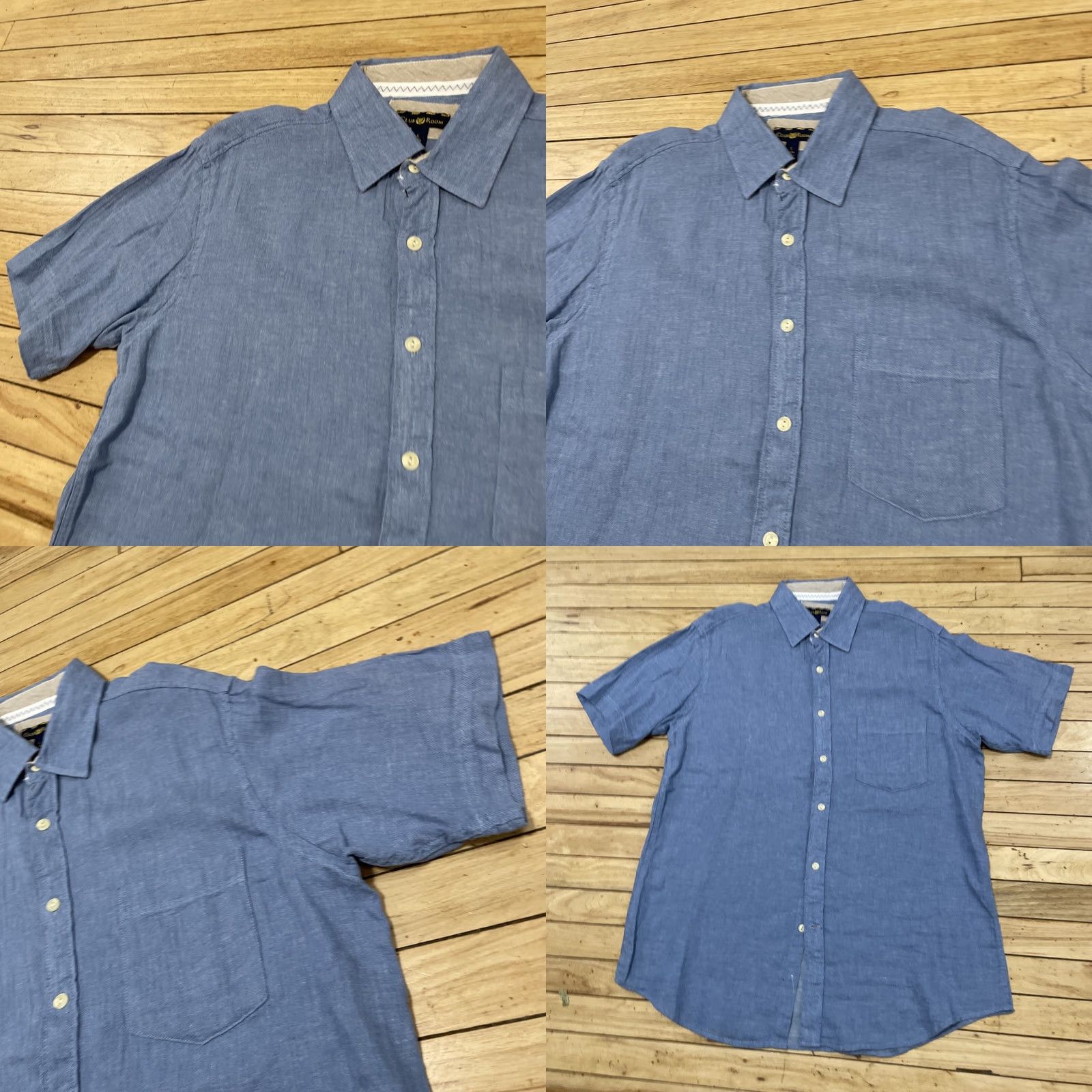 Club Room VINTAGE Club Room Blue Linen Button Shirt Men L Short Sleeve Casual L Blue Linen Button-Up Club Room Men Shirt Casual Preppy Summer 90s Size US L / EU 52-54 / 3 - 10 Thumbnail
