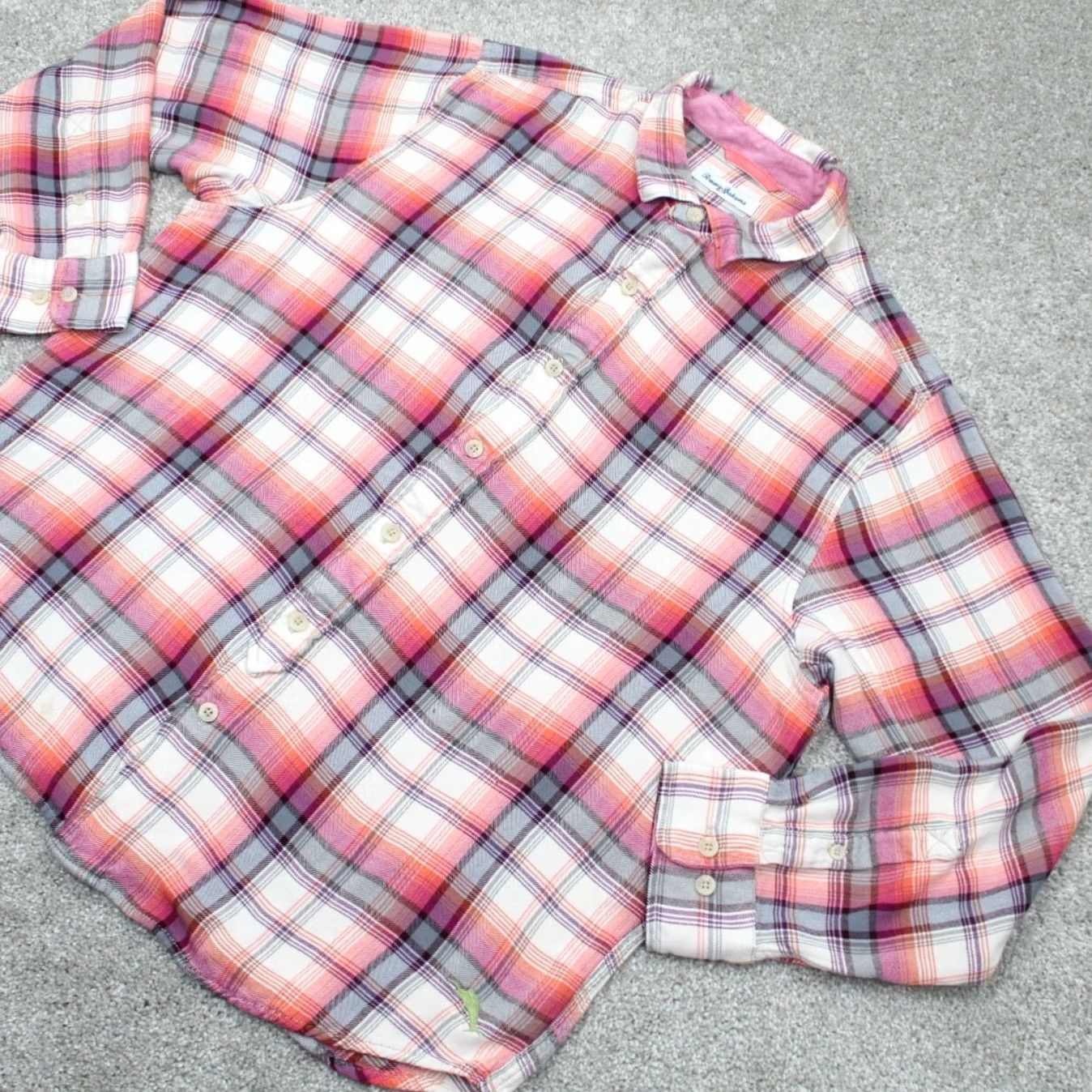Tommy Bahama Tommy Bahama Shirt Men XL Pink/Purple/White Plaid Rayon L/S Button Up Vintage: No Size US XL / EU 56 / 4 - 6 Thumbnail