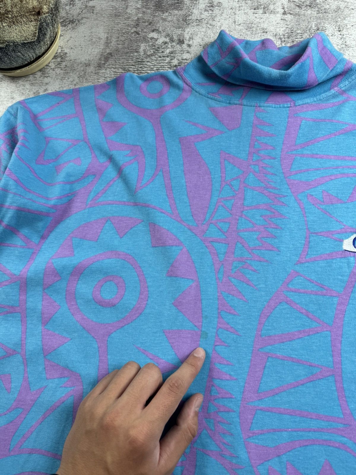 Quiksilver Quicksilver 80s Vintage USA Monogram Surf Blue Turtleneck Pullover Sweatshirt Size US L / EU 52-54 / 3 - 10 Thumbnail