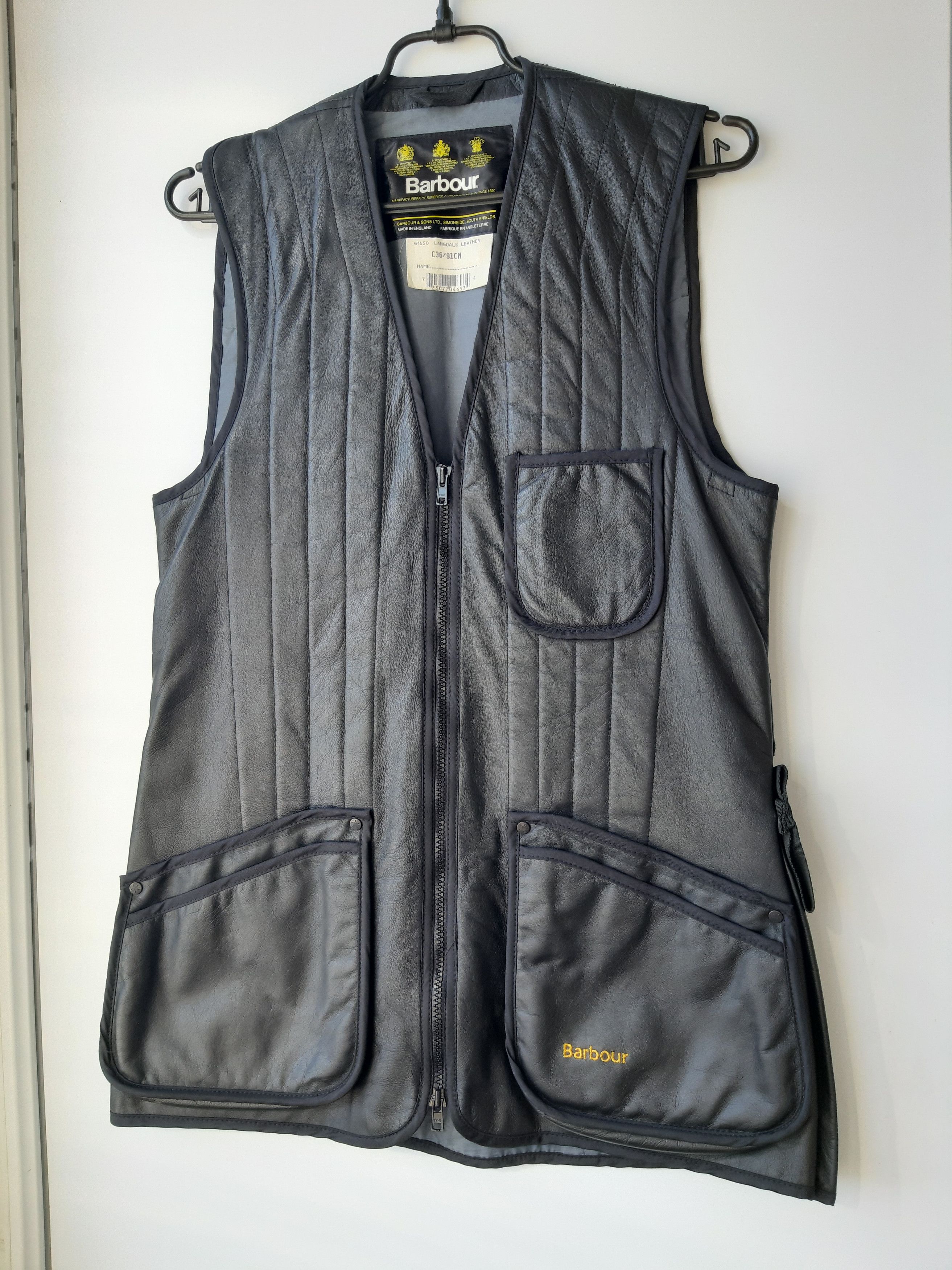 Barbour × Vintage Barbour G1650 Langdale Nova Leather Men's Hunter Vest Gilet Size US M / EU 48-50 / 2 - 1 Thumbnail