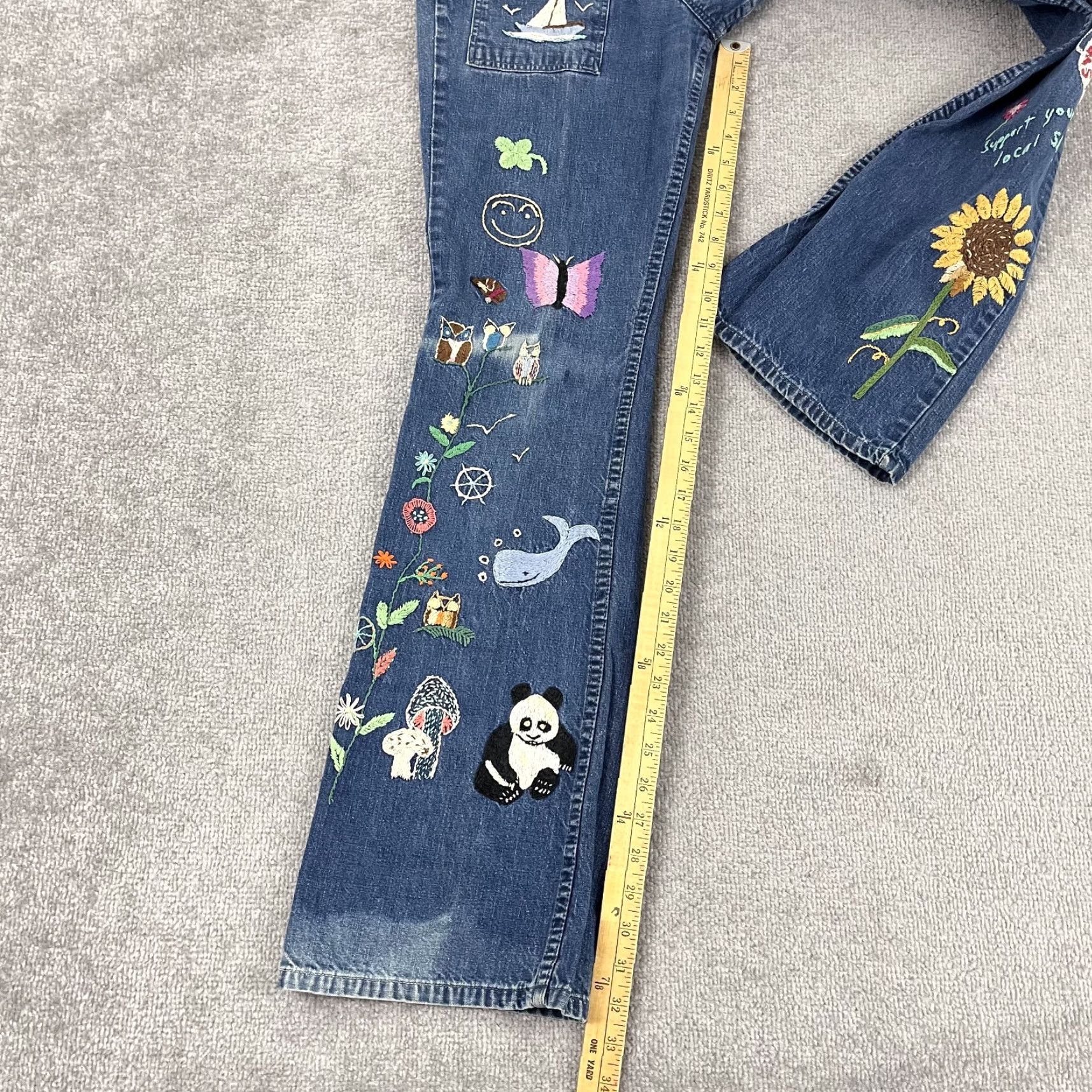 Wrangler VINTAGE Wrangler Jeans Womens 27 x 32 Denim Hand Stitched One-of-a-Kind Hippie Retro Hip Hop Jeans Womens Regular 27 Blue Size 27" / US 4 / IT 40 - 5 Thumbnail