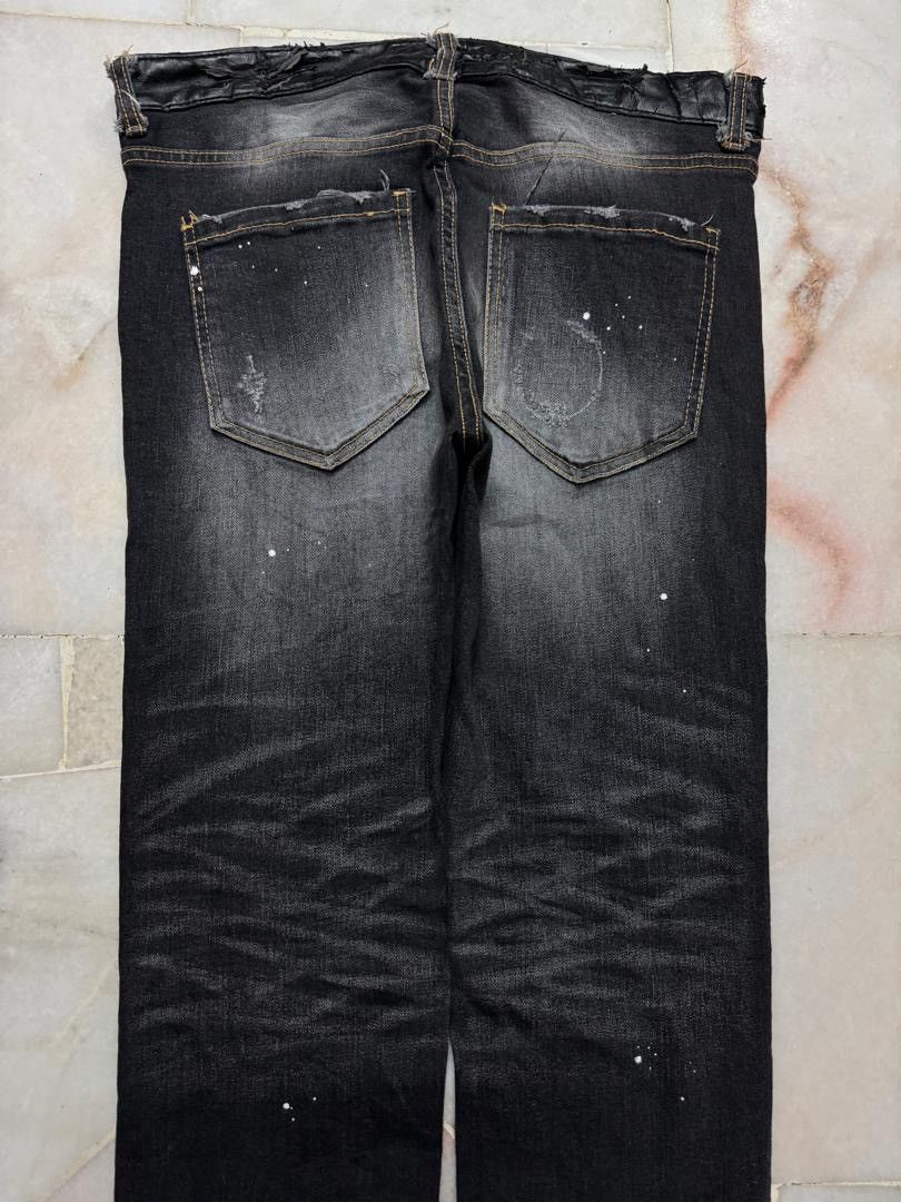 If Six Was Nine 💥SICK💥VINTAGE JAPANESE RAG JEANS INSANE MUDWASH BLACK DENIM Size US 31 - 15 Thumbnail