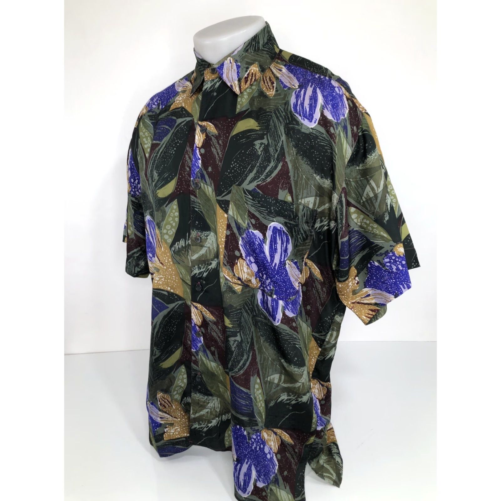 ALOHAS Robert Stock Silk Floral Aloha Hawaiian L Shirt - Multicolor Short Sleeve Button-Up, Regular, Size L, Men, Silk, Excellent Size US L / EU 52-54 / 3 - 3 Thumbnail