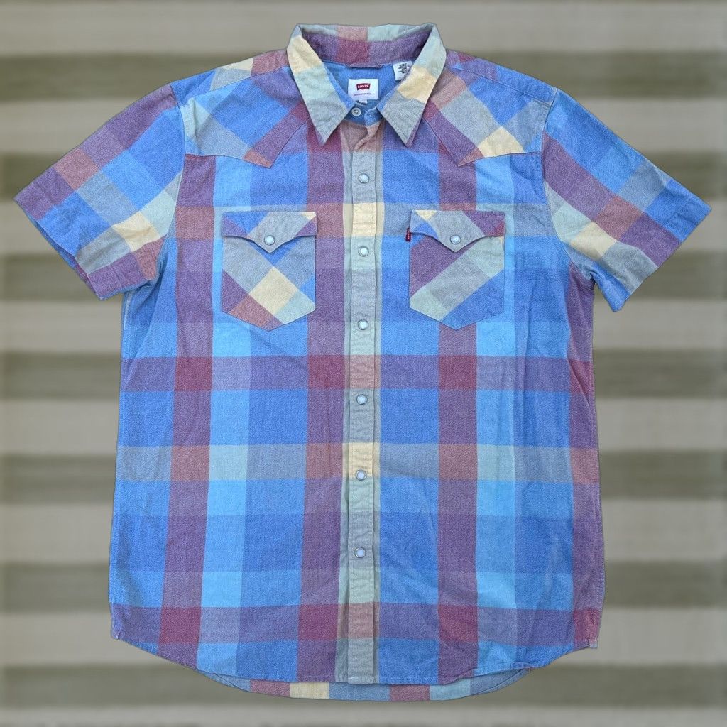 Levi's Levi's Shirt Western Plaid Short Sleeve Pearl Snap Size L Mens Size US L / EU 52-54 / 3 - 1 Thumbnail