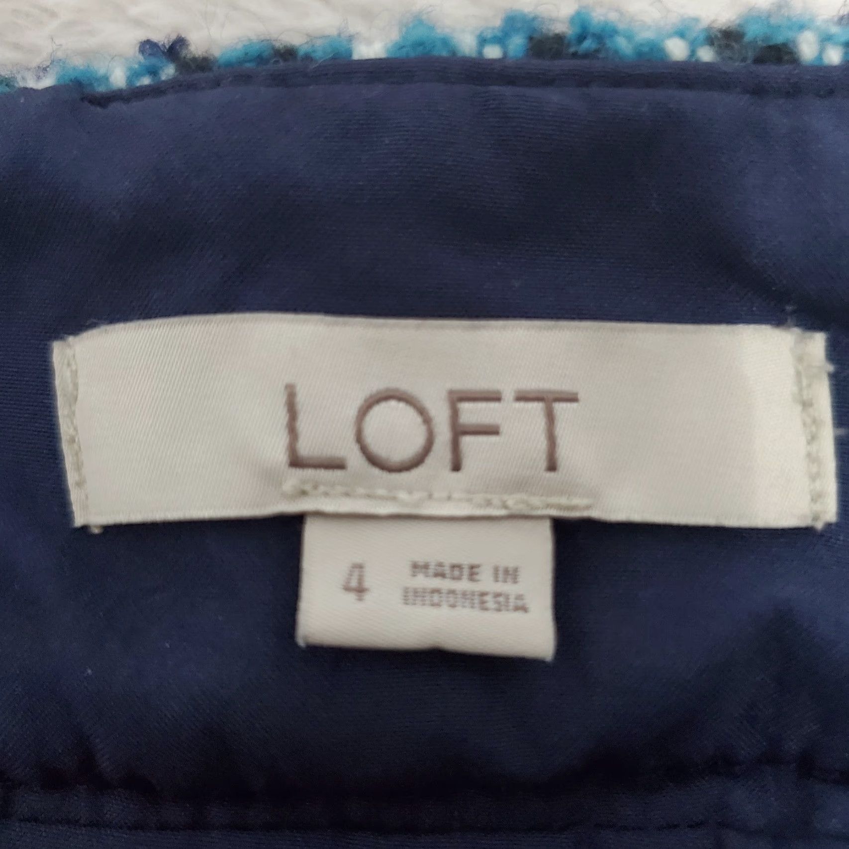 Loft VINTAGE Loft Mini Skirt Women 4 Blue Houndstooth Wool Blend Zip Pockets Academia Preppy Size 27" / US 4 / IT 40 - 3 Thumbnail