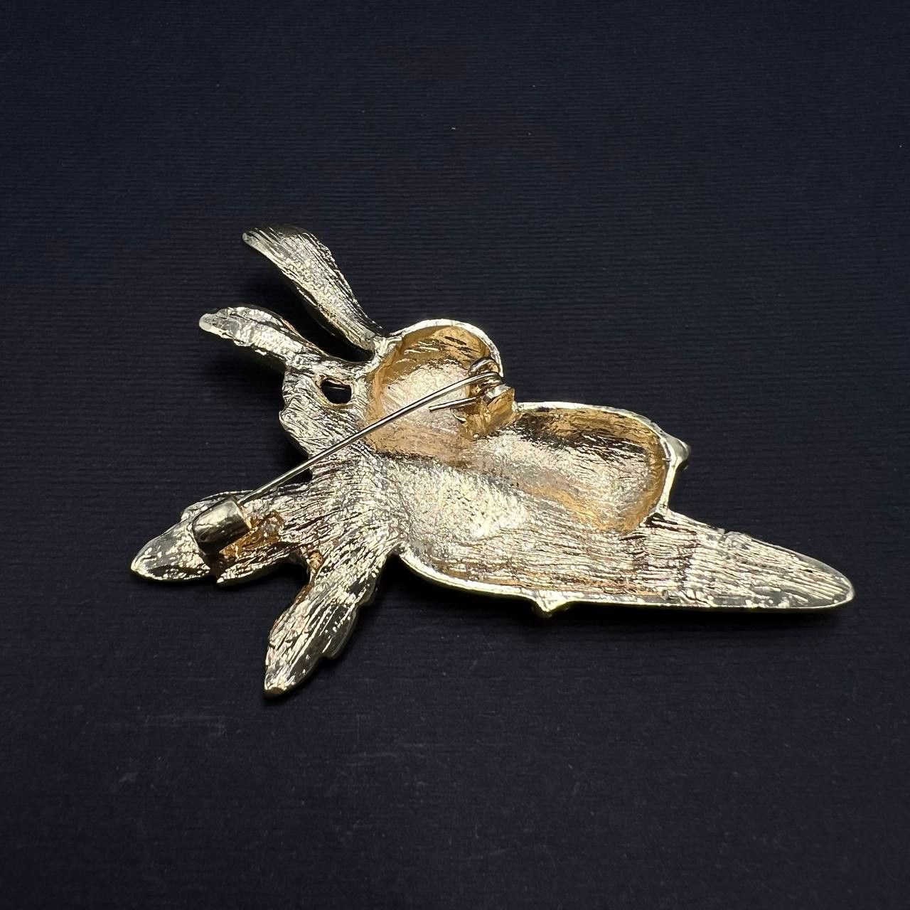 Vintage Cute Bunny Brooch Carrot Crystal Rhinestone Pin Funny Gift Size ONE SIZE - 2 Thumbnail