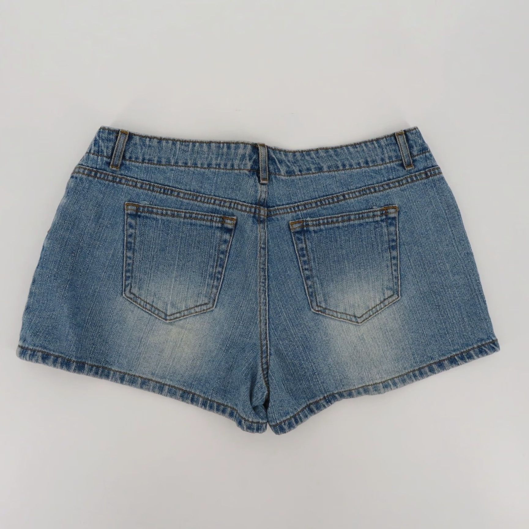 Denime VINTAGE SO Juniors 11 Denim Short Y2K Blue Whiskered Pockets Cotton Shorts Size 32" / US 10 / IT 46 - 5 Thumbnail