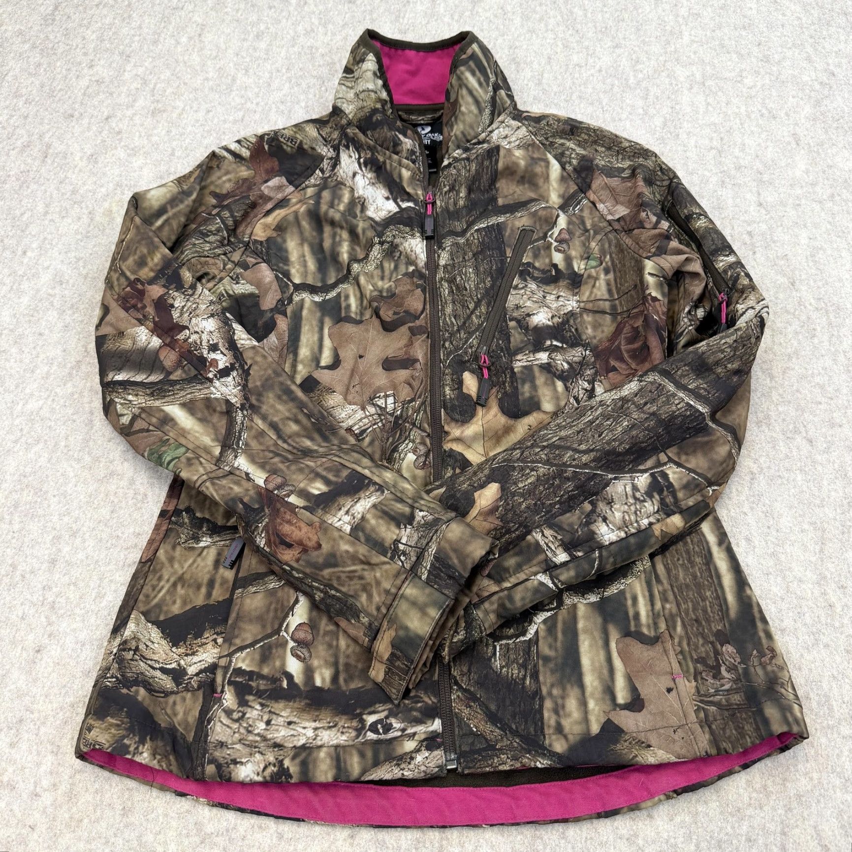 Vintage Mossy Oak Womens Jacket Camouflage Softshell Brown M Mid-Length Zip Pockets Full Zip Collared Lined Outdoor Casual Travel Mens Womens Size M / US 6-8 / IT 42-44 - 3 Thumbnail