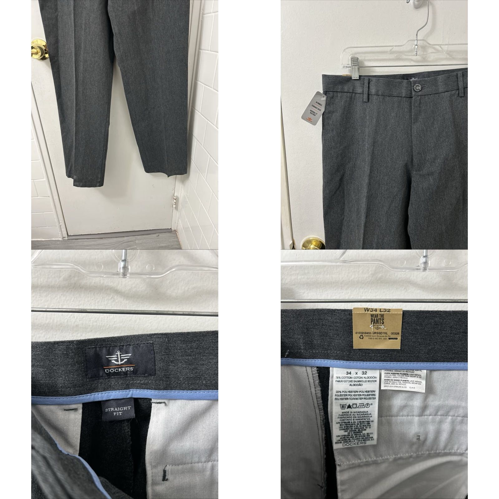 Dockers DOCKERS Signature Khaki Pants Mens 34x32 Gray Straight Flat Front NWT Size US 34 / EU 50 - 8 Thumbnail