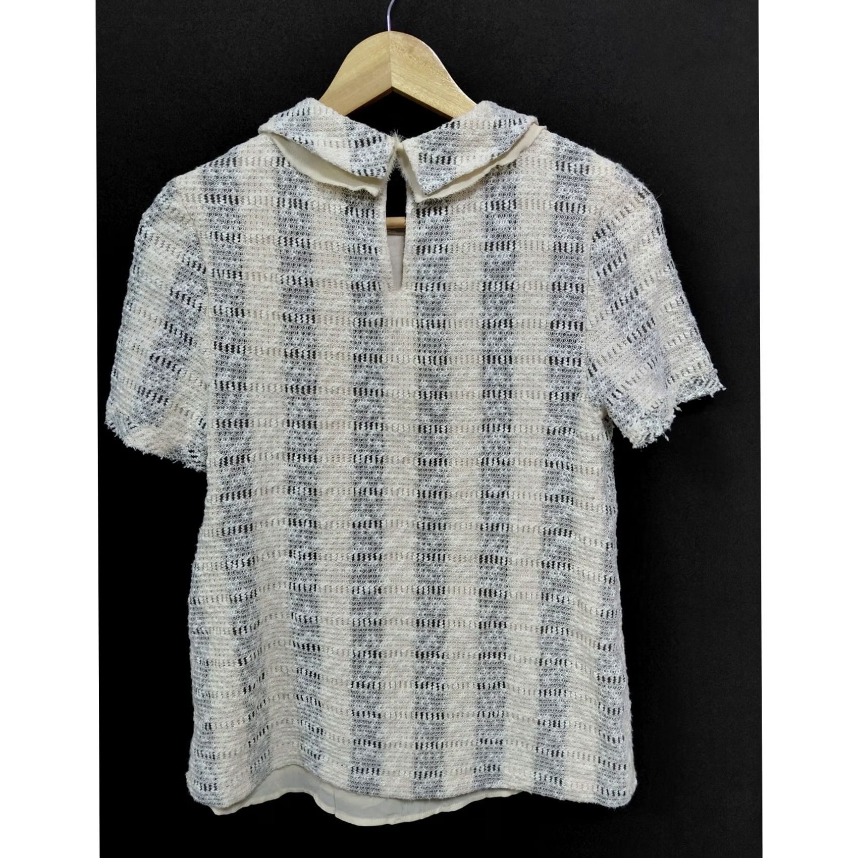 Anthropologie Anthropologie Collared Knit Blue White Short Sleeve Striped Women S Top Size S / US 4 / IT 40 - 2 Thumbnail