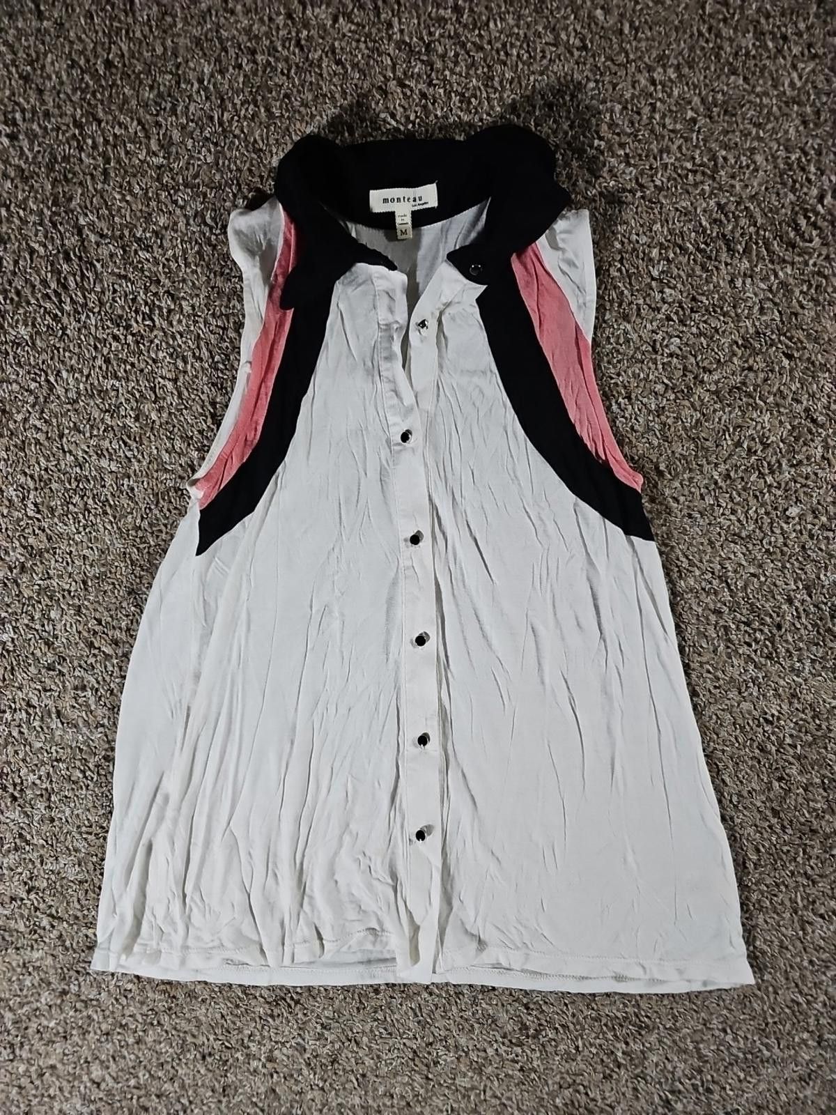 Designer Monteau Los Angeles Collared Button Up Tank Top M Size M / US 6-8 / IT 42-44 - 1 Thumbnail