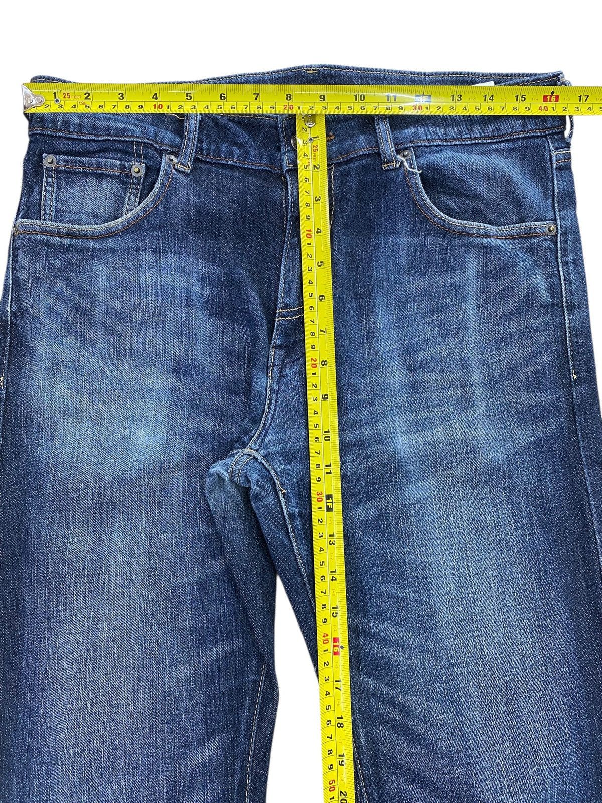 Japanese Brand Freudo Blue Wash Whiskered Style Straight Leg Jeans Size US 33 - 6 Thumbnail