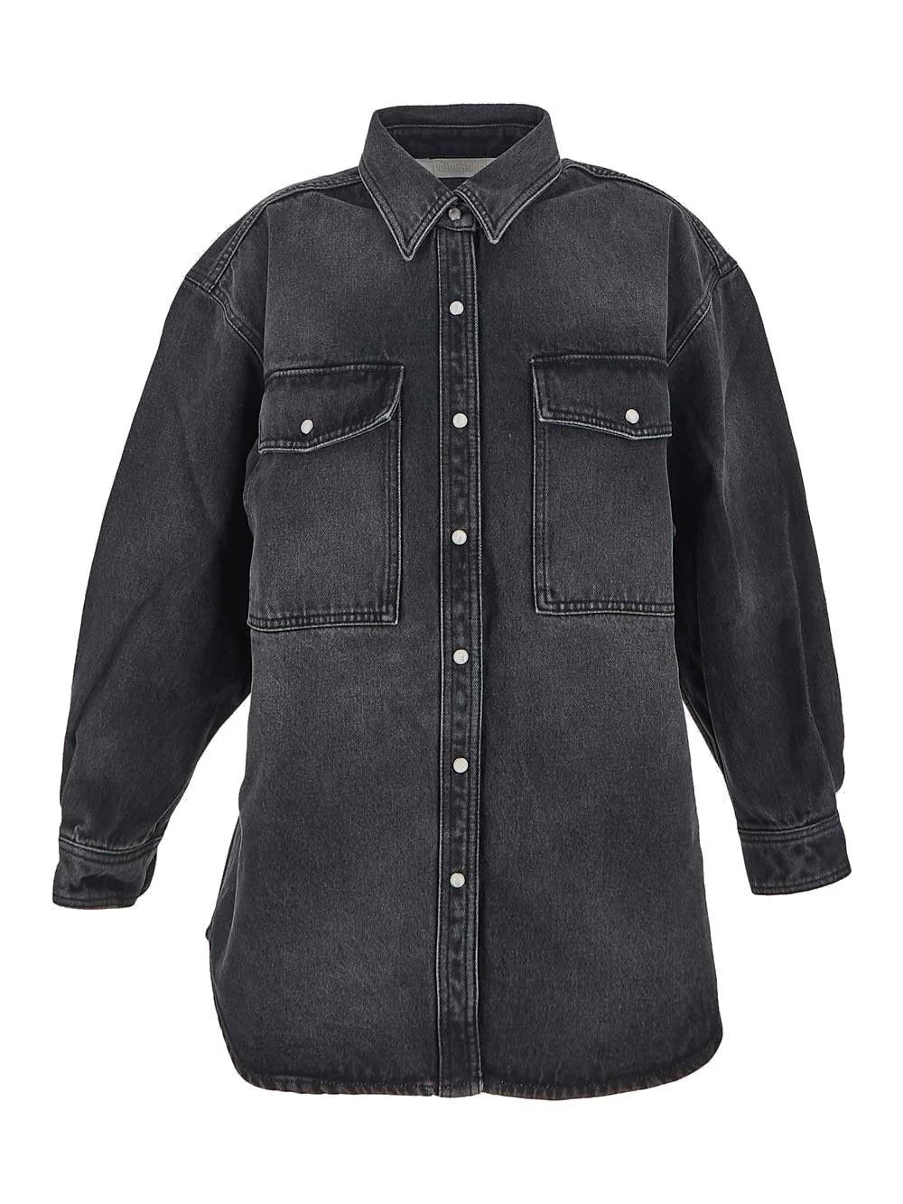 Palm Angels o1s22i1n0824 Oversized Snap-up Denim Shirt in Black Size M / US 6-8 / IT 42-44 - 1 Thumbnail