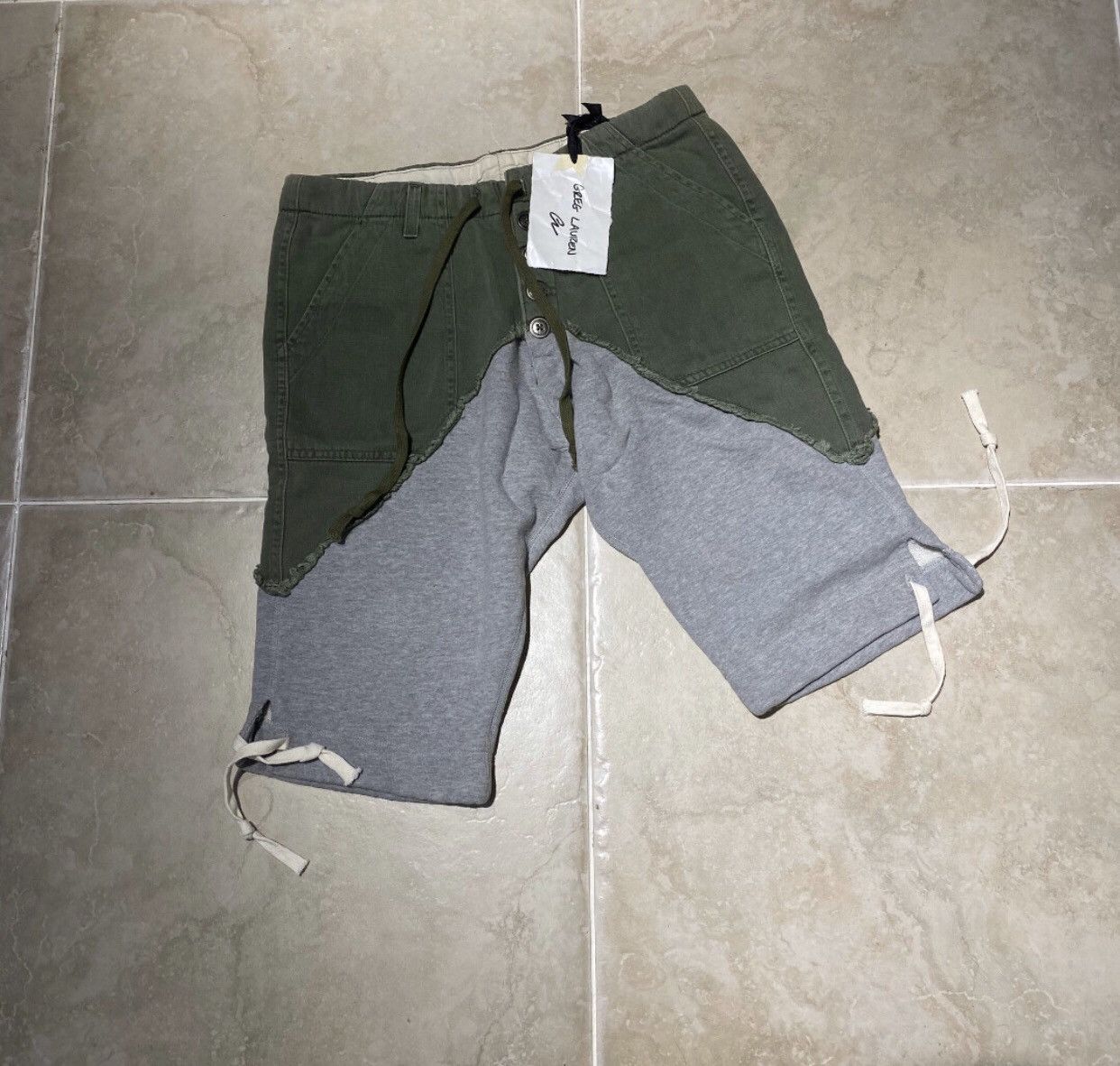 Greg Lauren Antique patchwork military shorts