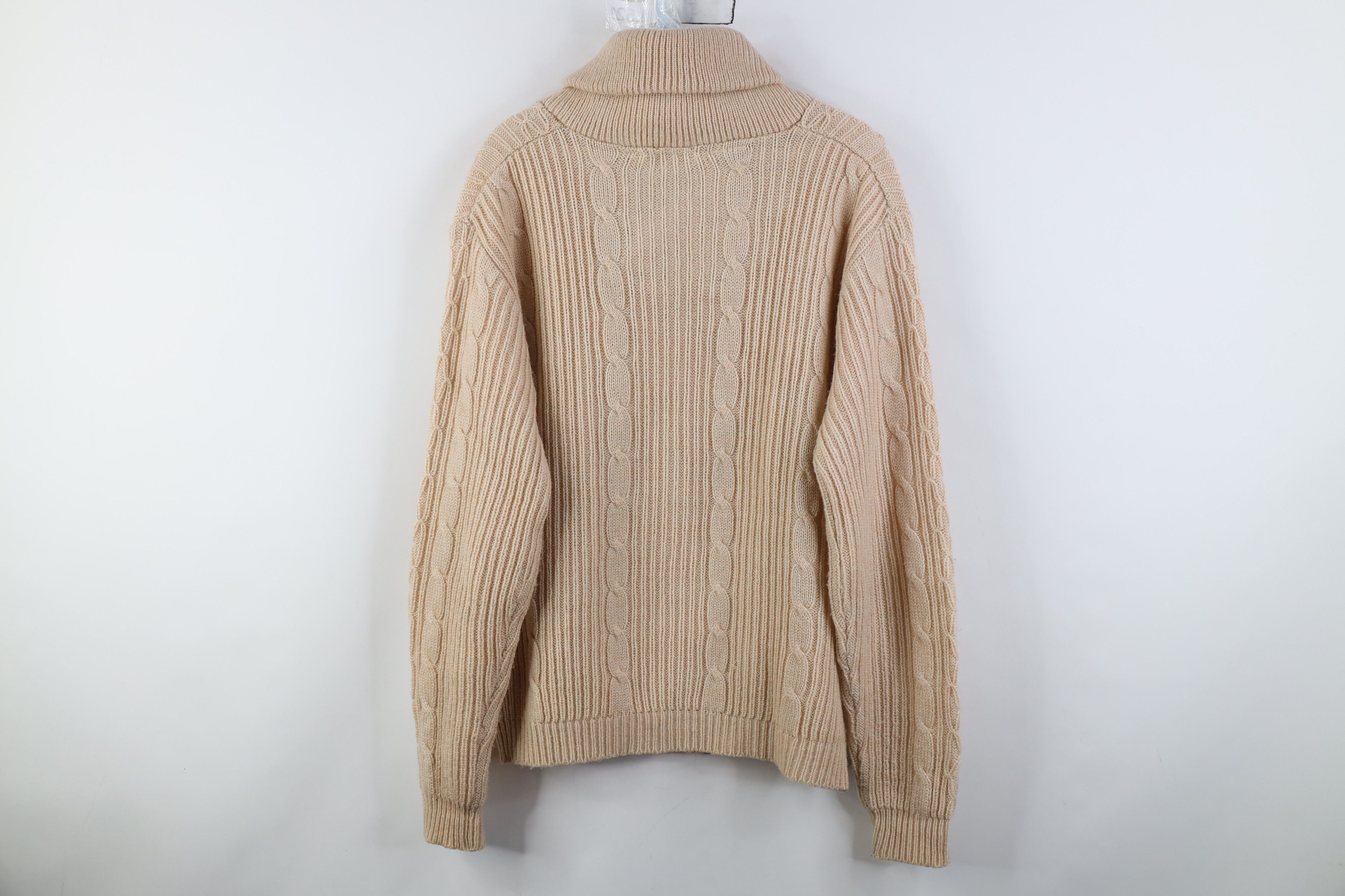 Vintage Vintage 70s Streetwear Cable Knit Fisherman Shawl Sweater Size US XL / EU 56 / 4 - 8 Thumbnail
