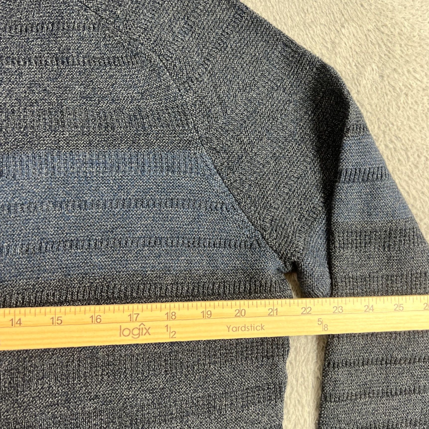 Smartwool SmartWool Mens L Sweater Ripple Ridge Stripe Half Zip Blue Pullover Wool Blend Zip Logo Zipper Accents 1/2 Zip Size US L / EU 52-54 / 3 - 3 Thumbnail