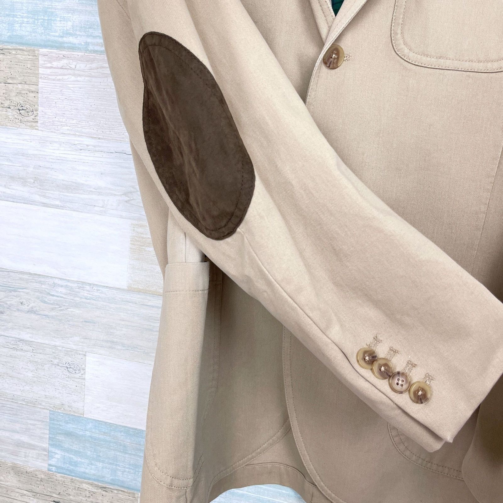 Lands' End Lands End Twill Sport Coat Beige Elbow Patches Mens 40R Size 40R - 4 Thumbnail