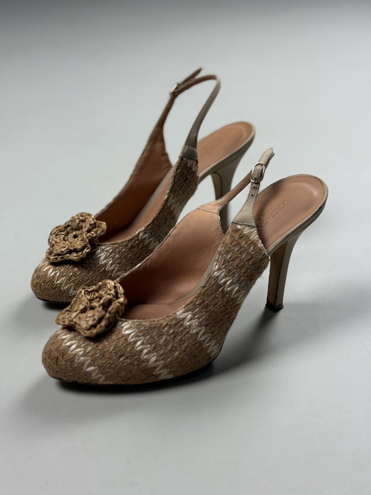 Dolce & Gabbana Dolce & Gabbana Raffia Sling Back Heels Pumps Size 37.5 Size US 7.5 / IT 37.5 - 11 Thumbnail