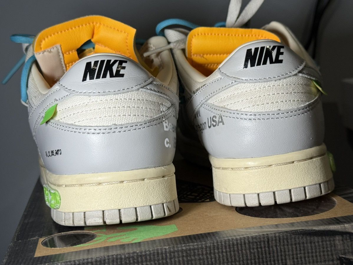 Nike × Off-White Nike Dunk Low Off-White Lot 02 Sail Neutral Grey Blue Size US 7.5 / EU 40-41 - 4 Thumbnail