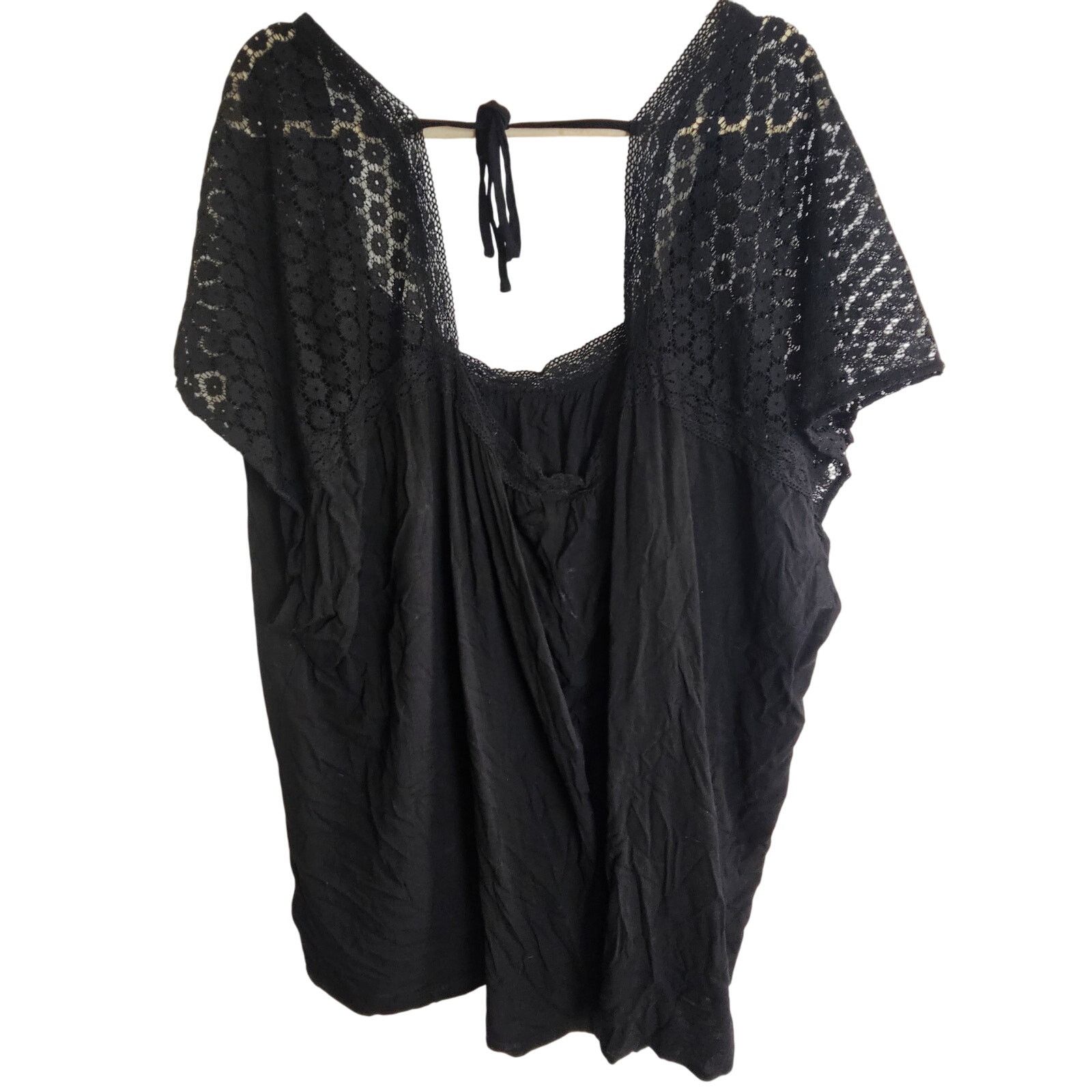 Corridor Torrid Womens Blouse Black Lace Slub Pullover 6X Stretch Size 4XL / US 24-26 - 10 Thumbnail