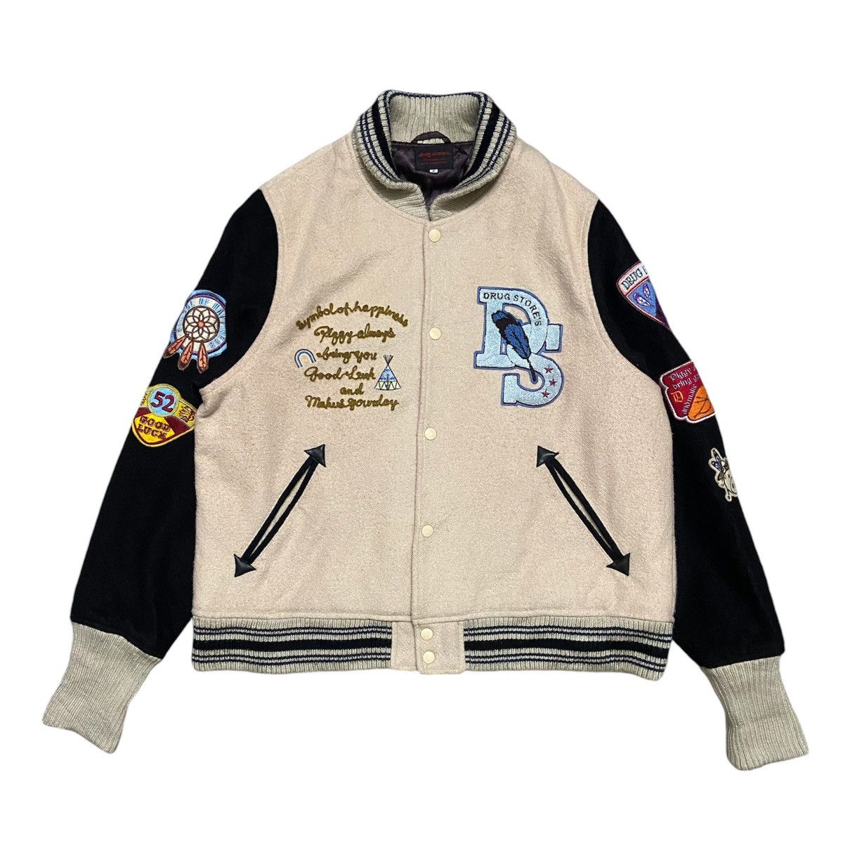 Japanese Brand Drug Store’s Native American Wools Varsity Jacket Size US L / EU 52-54 / 3 - 1 Thumbnail