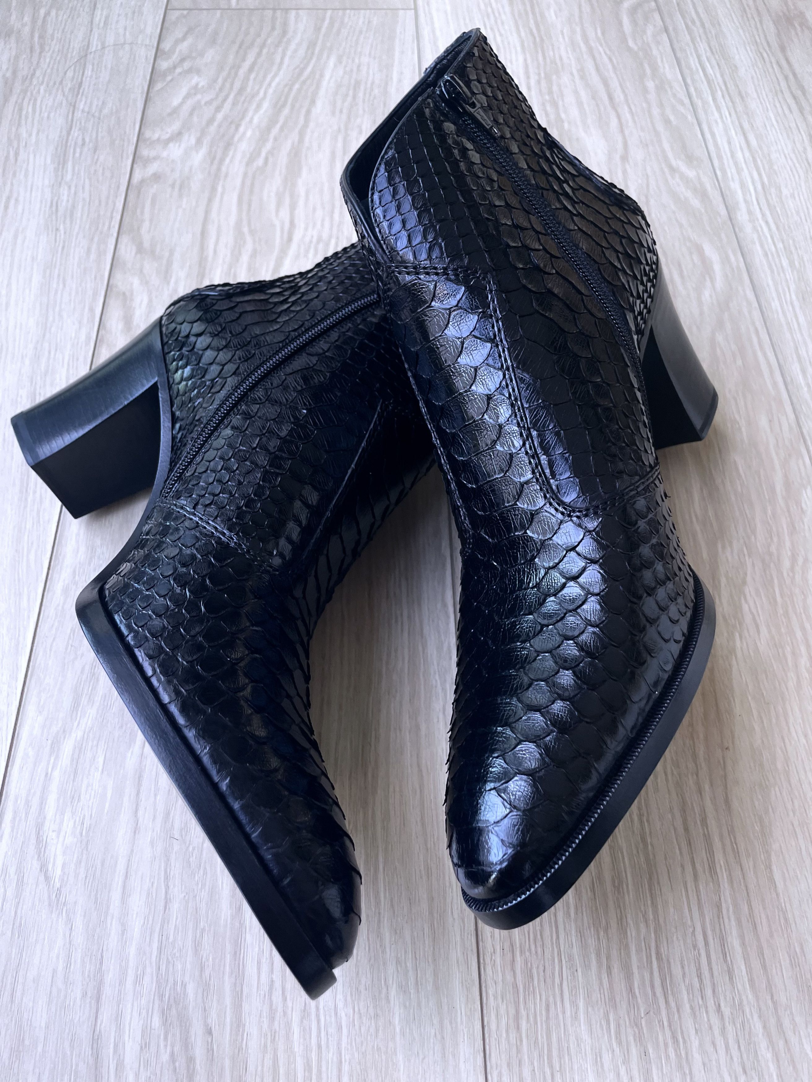Celine × Hedi Slimane *GRAIL* AW20 BRAND NEW SHINY PYTHON LEATHER PAGES BOOTS Size US 12 / EU 45 - 8 Thumbnail