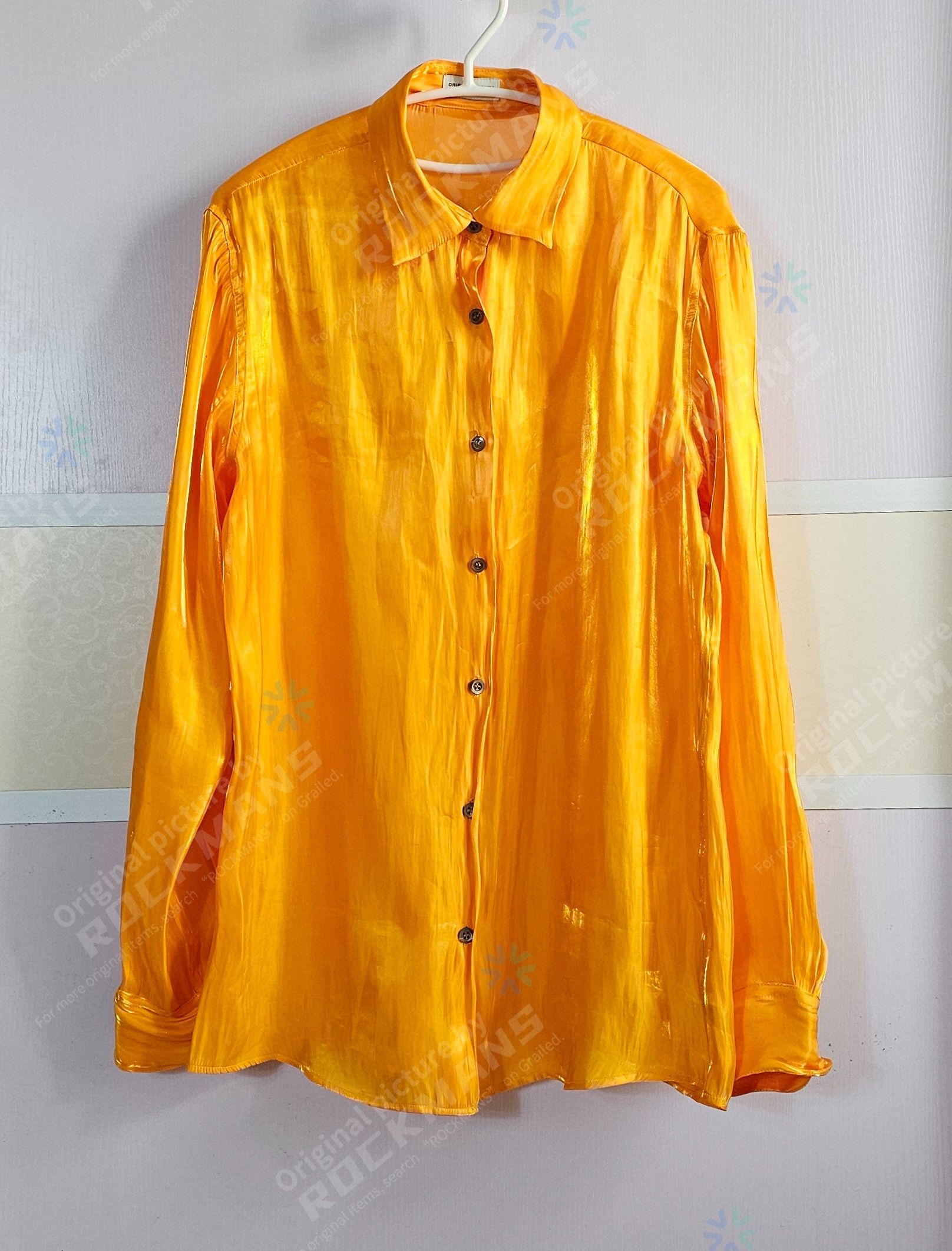 Dries Van Noten Dries Van Noten Unisex Metallic Crinkled-satin Shirt 36 Size M / US 6-8 / IT 42-44 - 1 Thumbnail