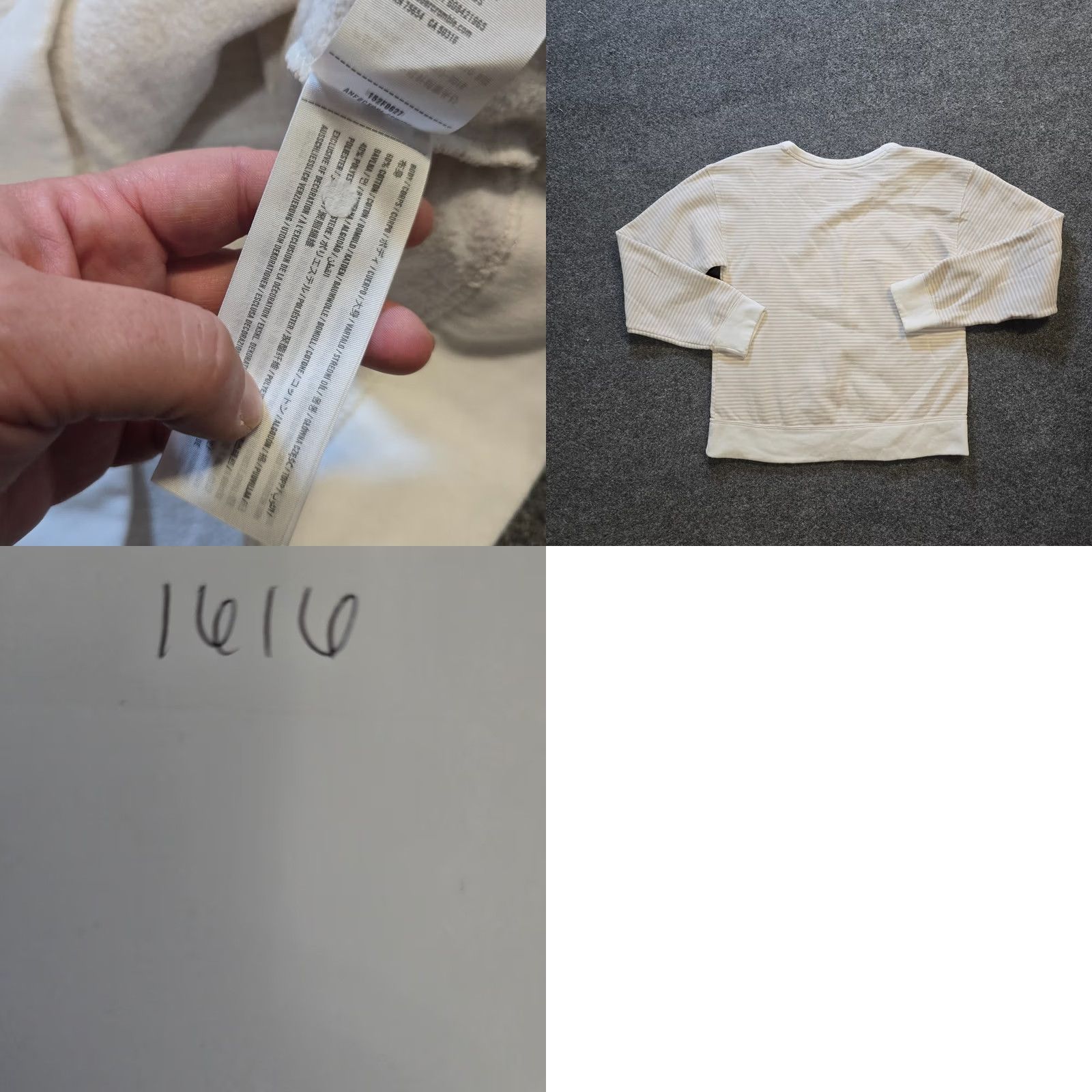 Abercrombie & Fitch Abercrombie & Fitch Sweatshirt Women Small Beige White Striped Logo Lounge Crew Neck Pullover Sweatshirt Size S / US 4 / IT 40 - 8 Thumbnail