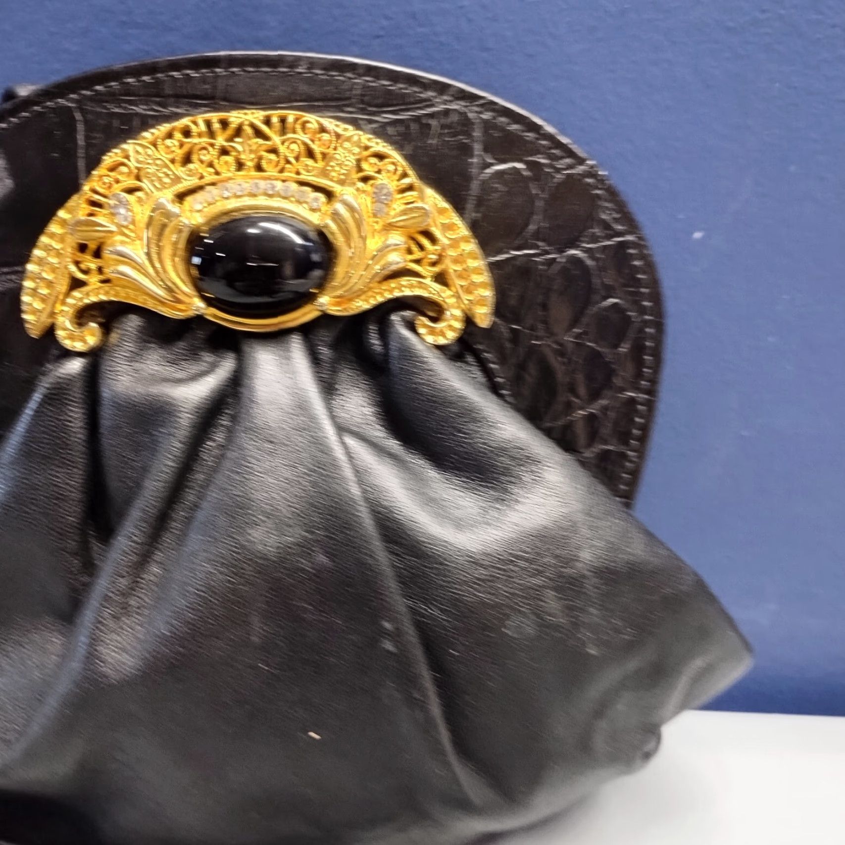 Vintage Marshall Rousso Crossbody Bag Womens Black Beaded Gemstone Evening Nightout, Crossbody, Small, Black, Beaded, Marshall Rousso, Women, Bags Size ONE SIZE - 5 Thumbnail
