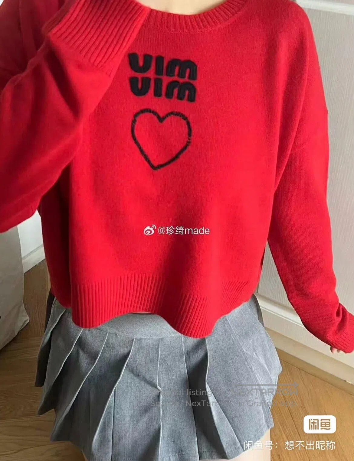 Miu Miu miu miu Love-themed embroidered logo; short cashmere knit Size S / US 4 / IT 40 - 1 Thumbnail