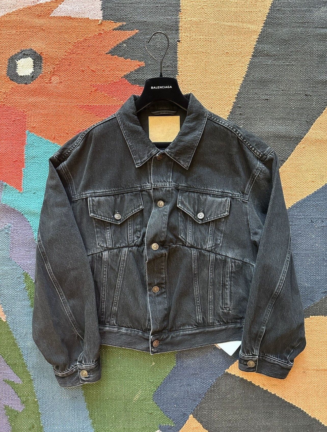 Pre-owned Balenciaga Fw16 Swing Denim Jacket In Black