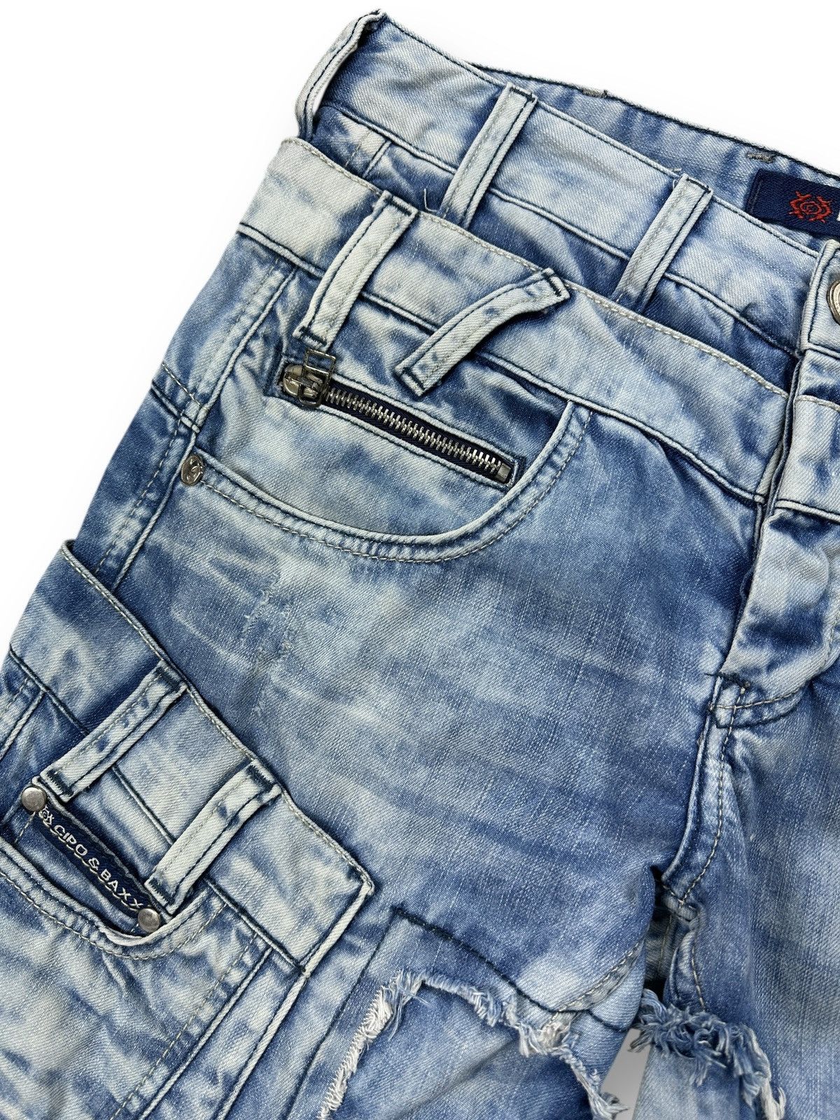 Japanese Brand Vintage Y2K Cipo & Baxx Double Waist Patchwork Jeans W29 L32 Size US 29 - 7 Thumbnail