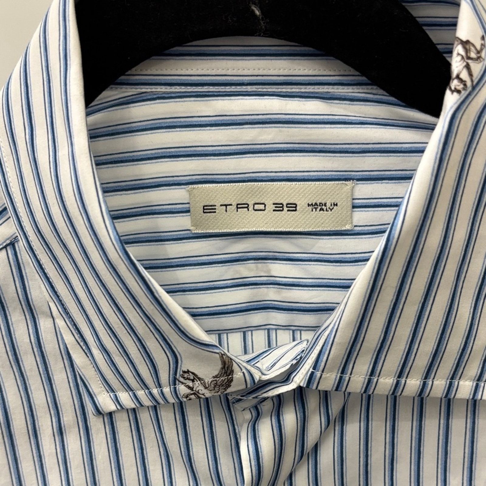 Etro NWT Etro Blue and White Patterned Men's Shirt Size 39 M Size US M / EU 48-50 / 2 - 2 Thumbnail