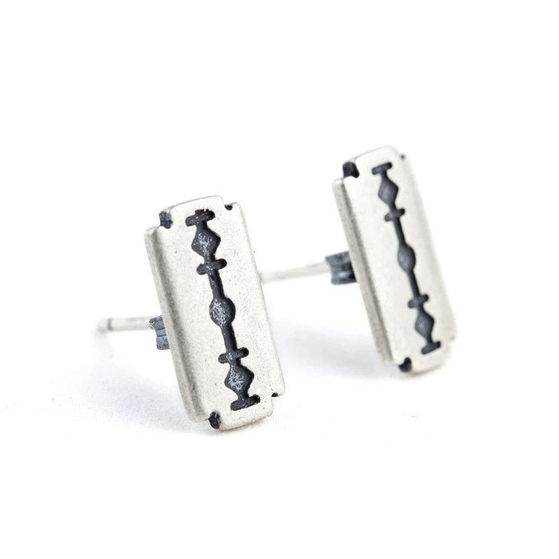 Jewelry Razor Blade Stud Earrings 925 Sterling Silver Ear Gift Size ONE SIZE - 6 Thumbnail