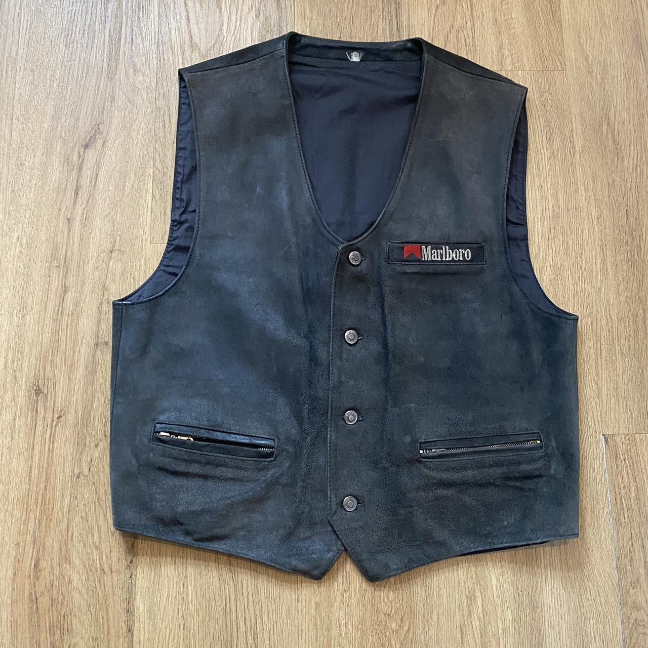 Marlboro Black leather Marlboro biker vest #bikerchic Vintage Size US XL / EU 56 / 4 - 2 Thumbnail