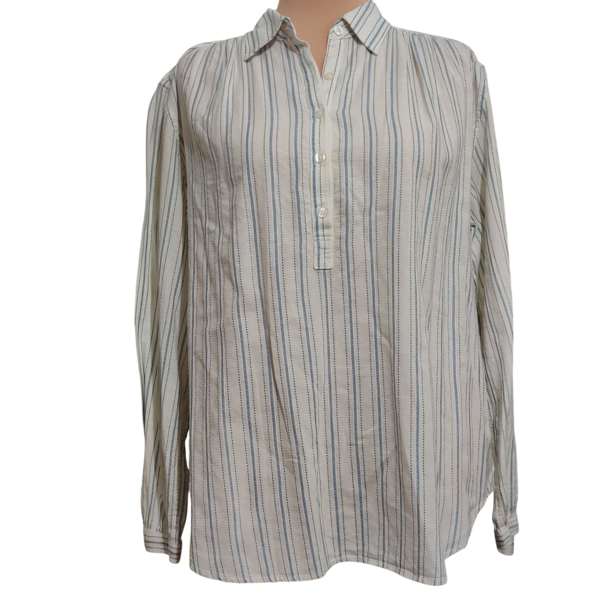 Chaps Chaps L Striped Cotton Shirt Blue White Button Front Long Sl Size L / US 10 / IT 46 - 1 Thumbnail