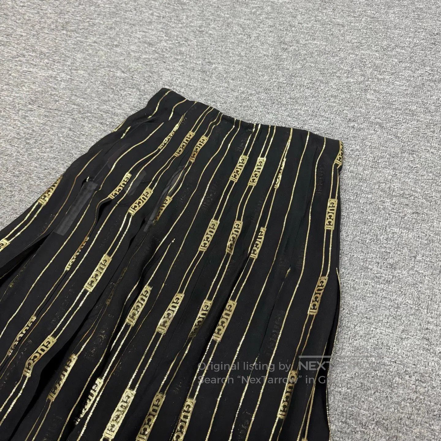 Gucci Gucci Dapper Dan Gold Logo Pleated Skirt. Size 37" - 2 Thumbnail