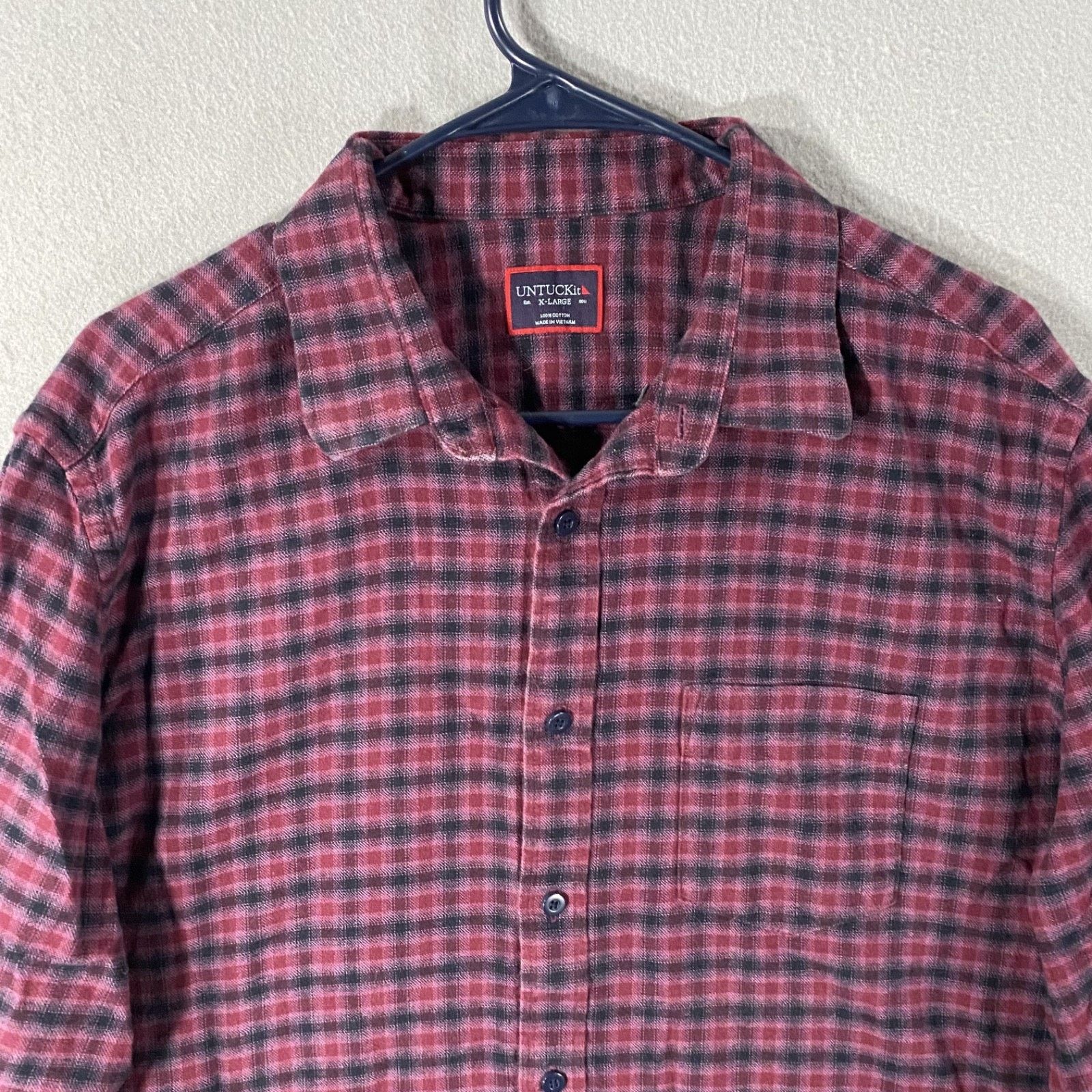 UNTUCKit Untuckit Plaid Flannel Button Up Long Sleeve Shirt Purple XL Size US XL / EU 56 / 4 - 2 Thumbnail