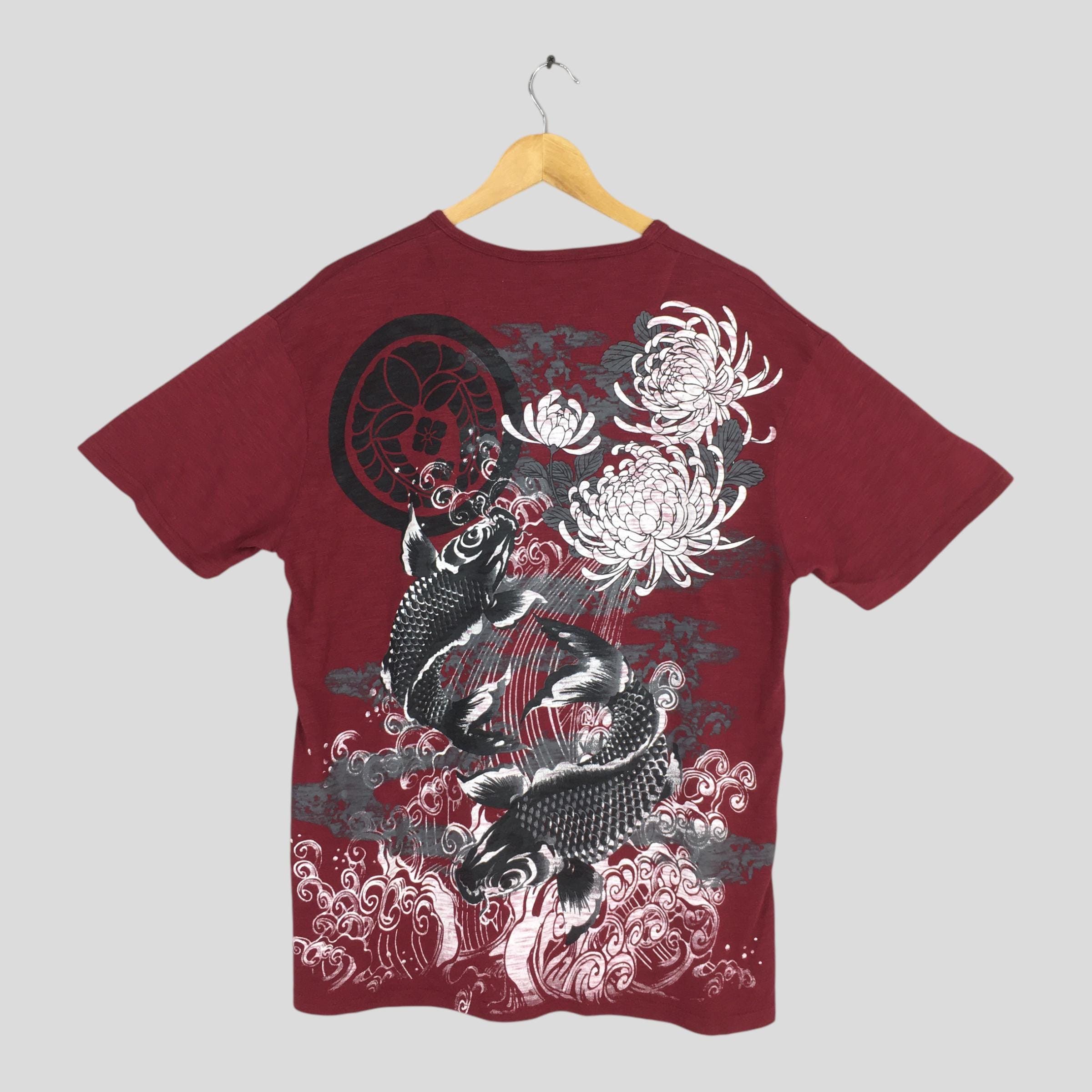 Japanese Brand Vintage Fish Koi Japanese Culture Sukajan Red Tshirt Large Size US L / EU 52-54 / 3 - 7 Thumbnail