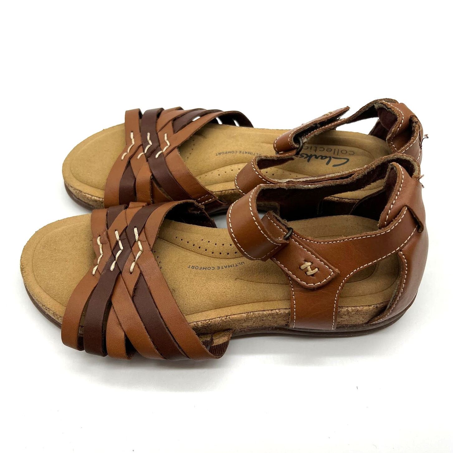 Clarks Clarks collection Women's 6 M Brown Leather Sandals Ankle Size US 6 / IT 36 - 2 Thumbnail