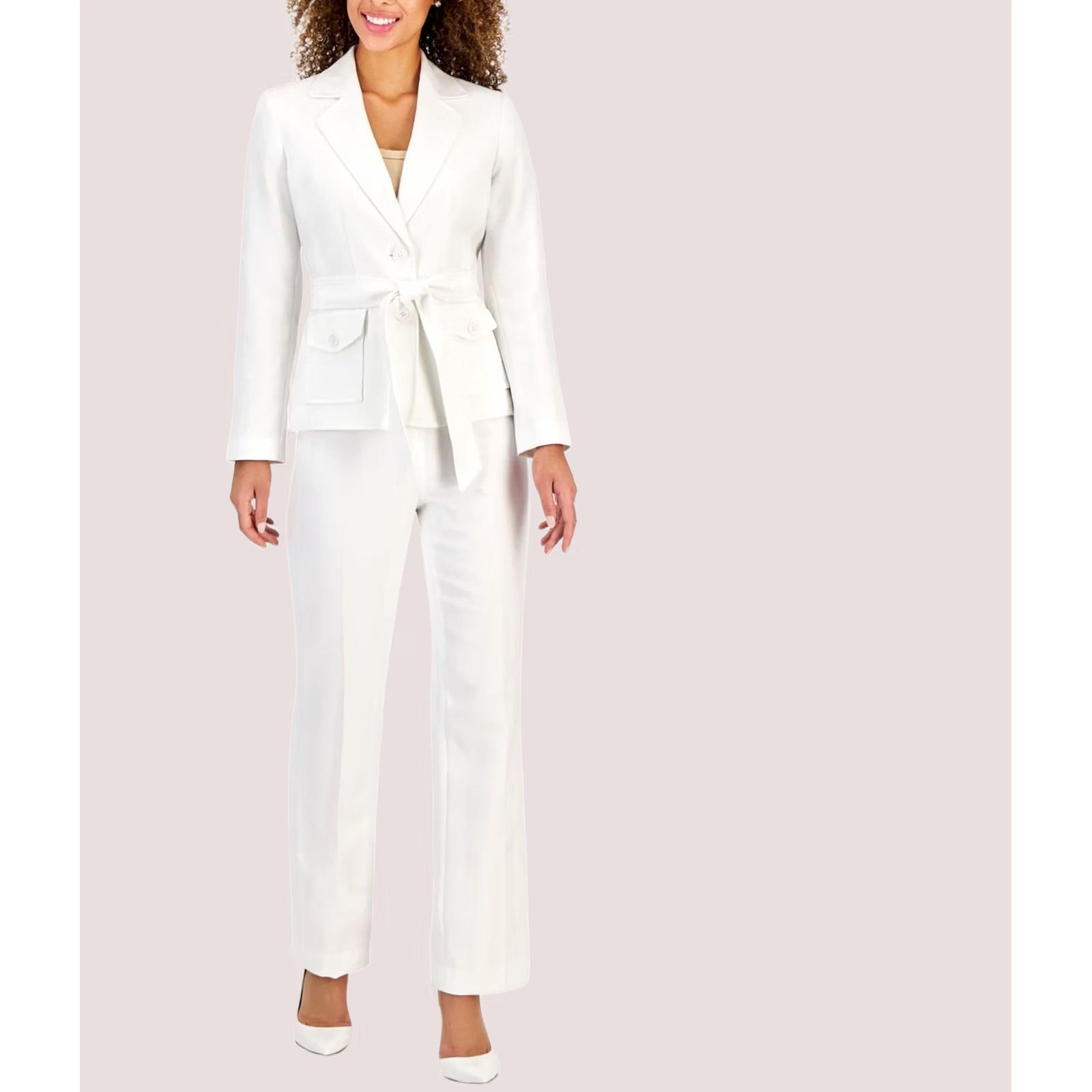Vintage Le Suit Womens Pant Suit, beigekhaki, Petite, 8P, 32W x 30L Size 30" / US 8 / IT 44 - 1 Thumbnail