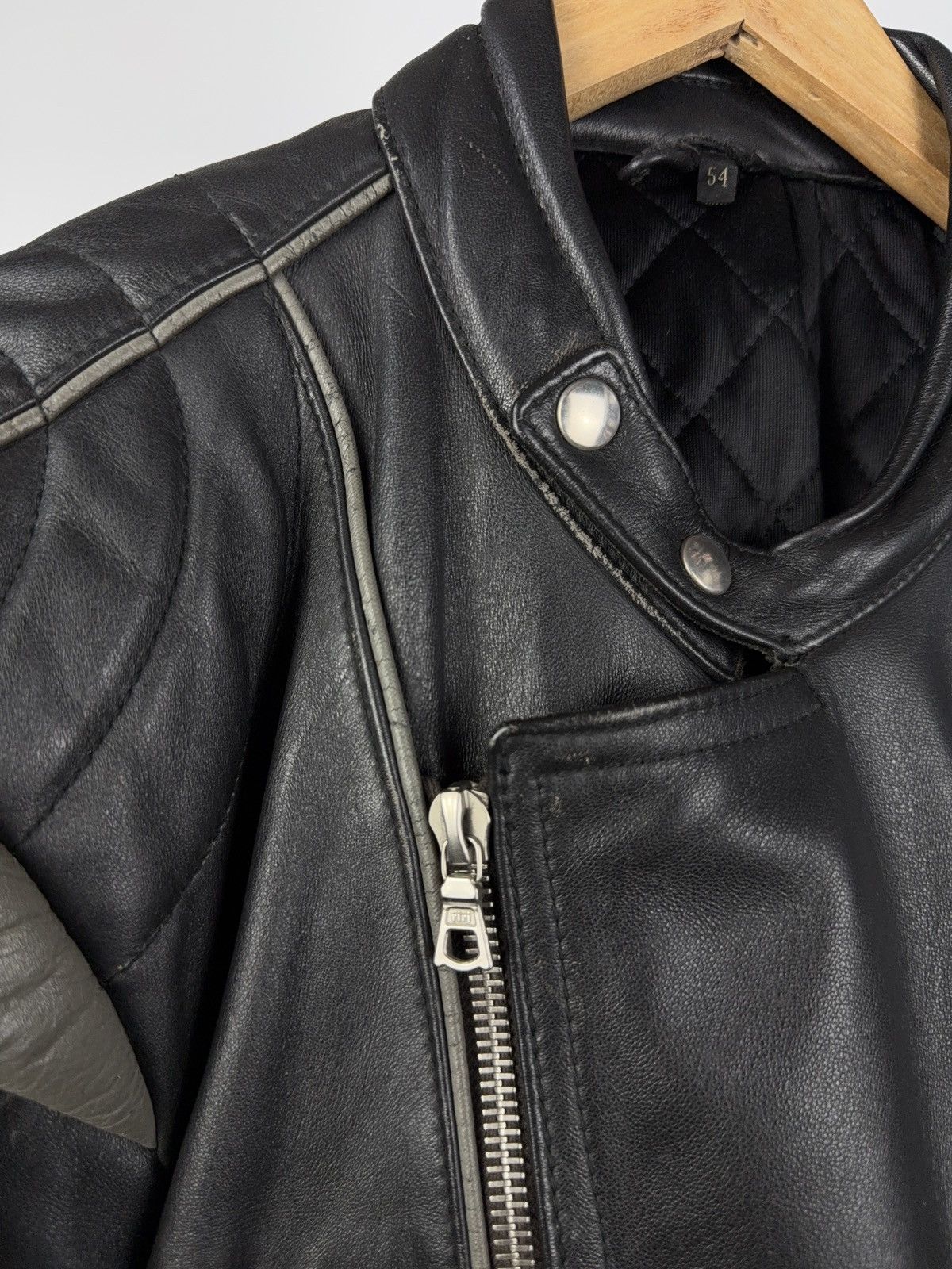 Other Vintage Schwabenleder German Biker Jacket Quilted Leather Size US L / EU 52-54 / 3 - 8 Thumbnail